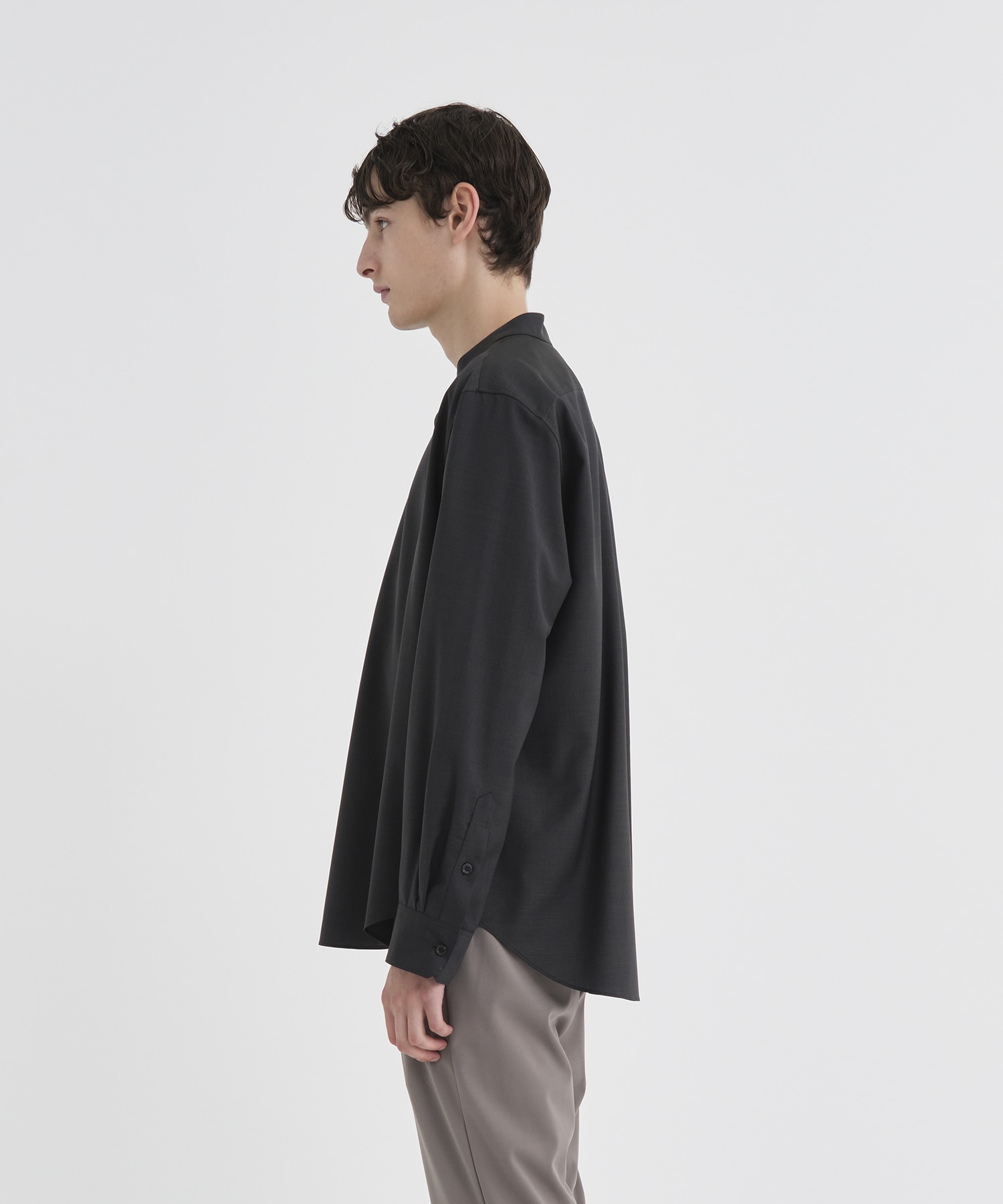 Reda Active Washable Wool Band Collar L/S Shirt THE TOKYO