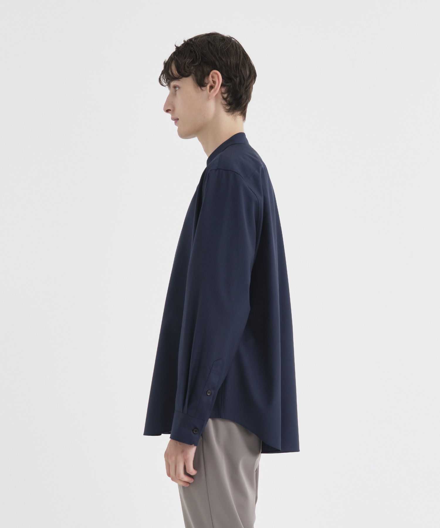 Reda Active Washable Wool Band Collar L/S Shirt THE TOKYO