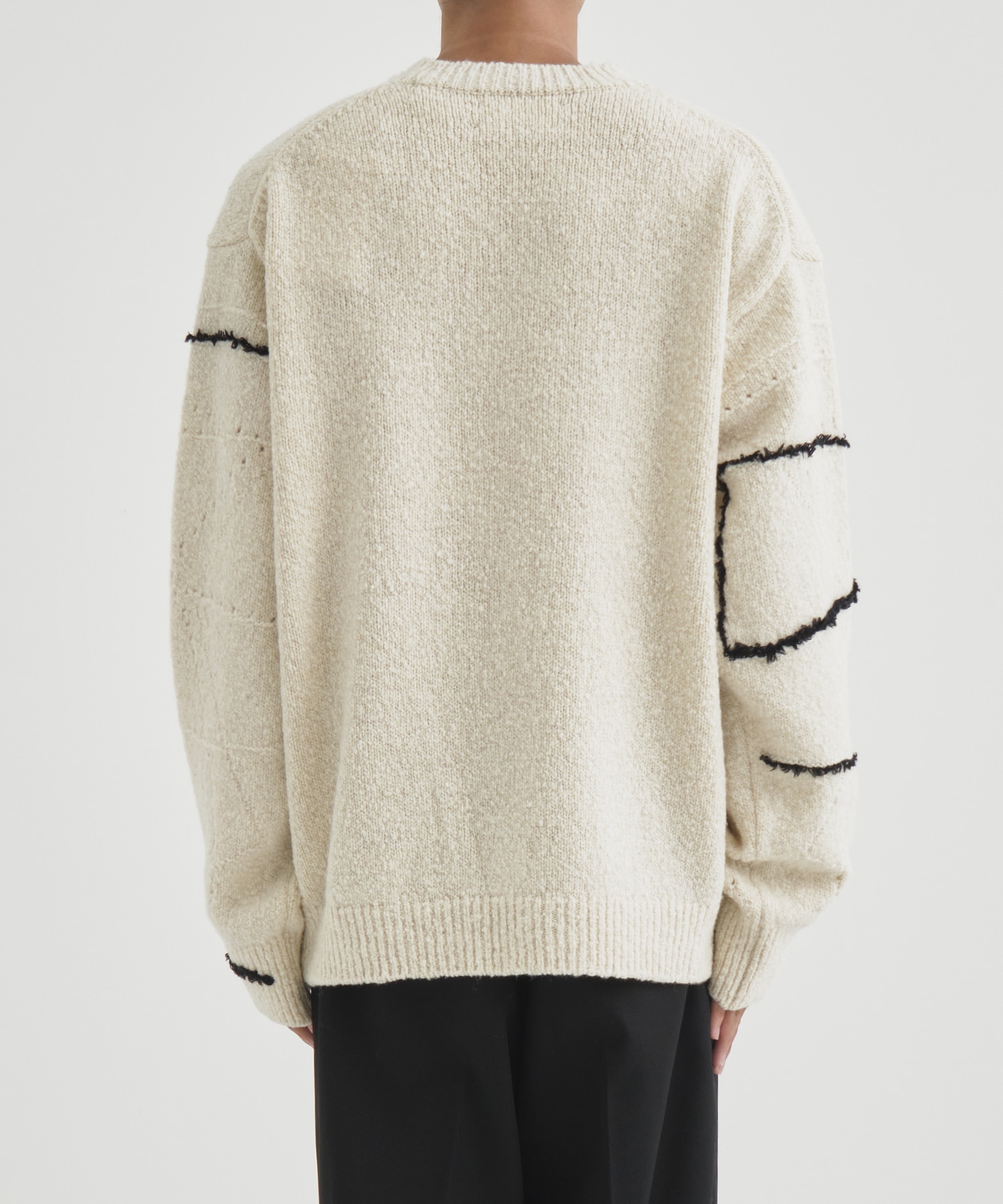 Yoke Continuous Line Embroidery Sweater-