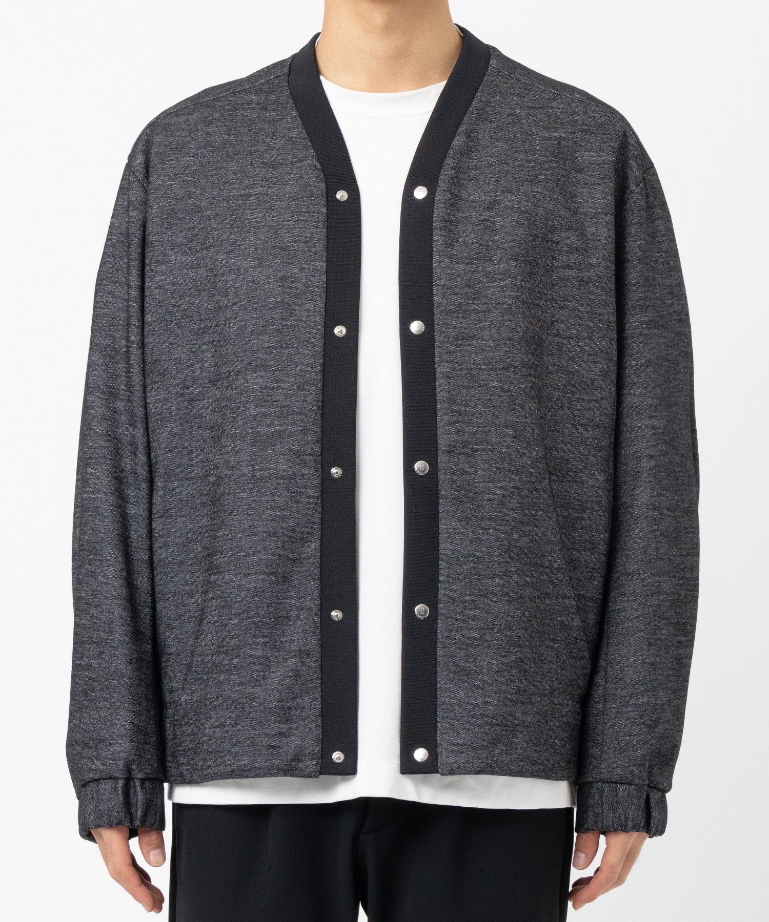 Washable Tweedy Jersey Snap Cardigan THE TOKYO