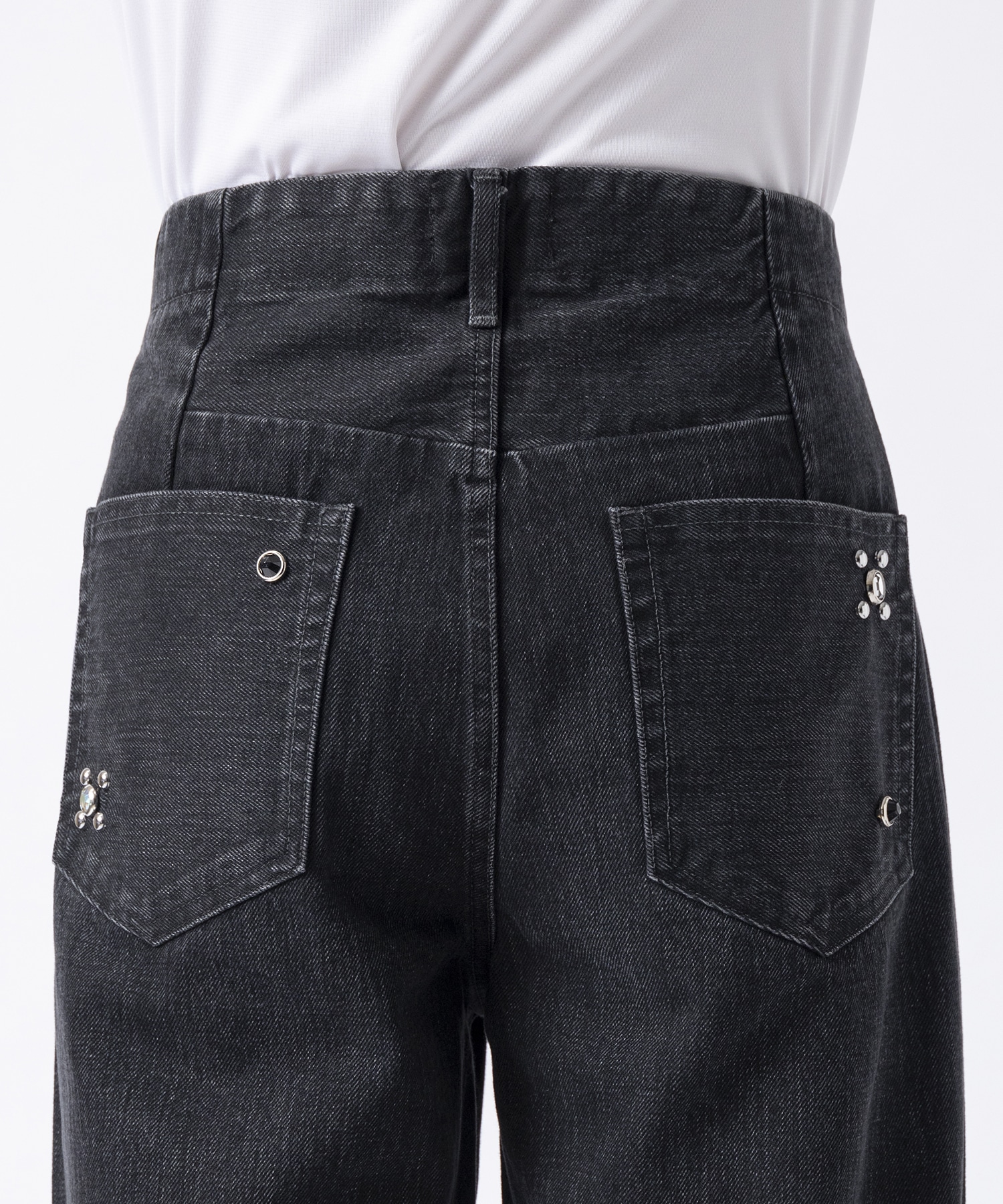 STRAIGHT JEAN TROUSERS BLACK & SILVER STARS TANAKA