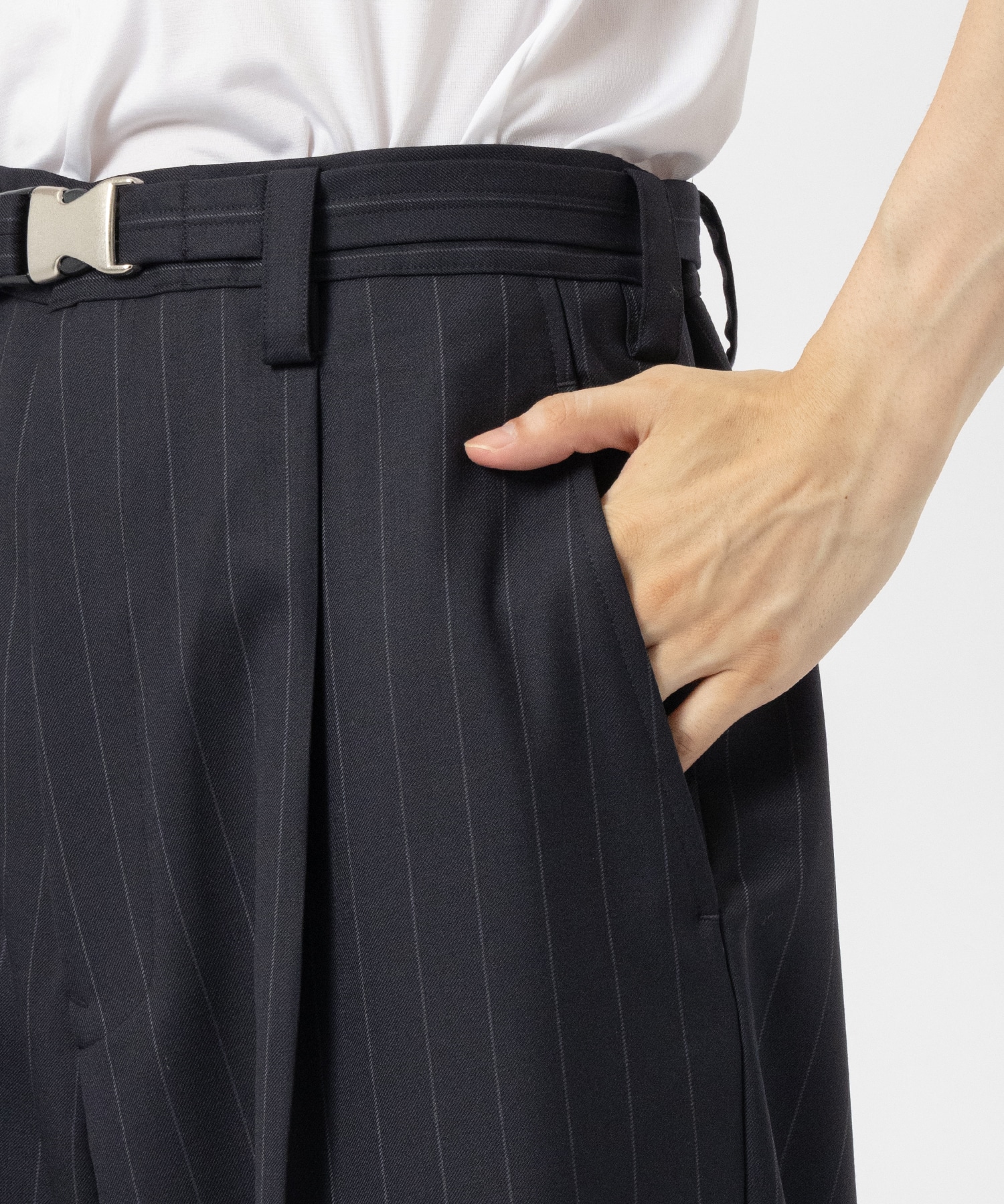 Belted Wide Straight Pants UJOH HOMME