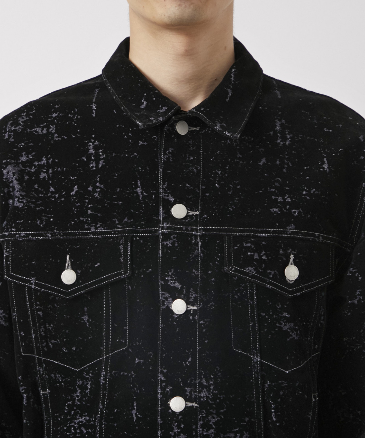 FLOCKY PRINTED DENIM TRUCKER JACKET YOKE