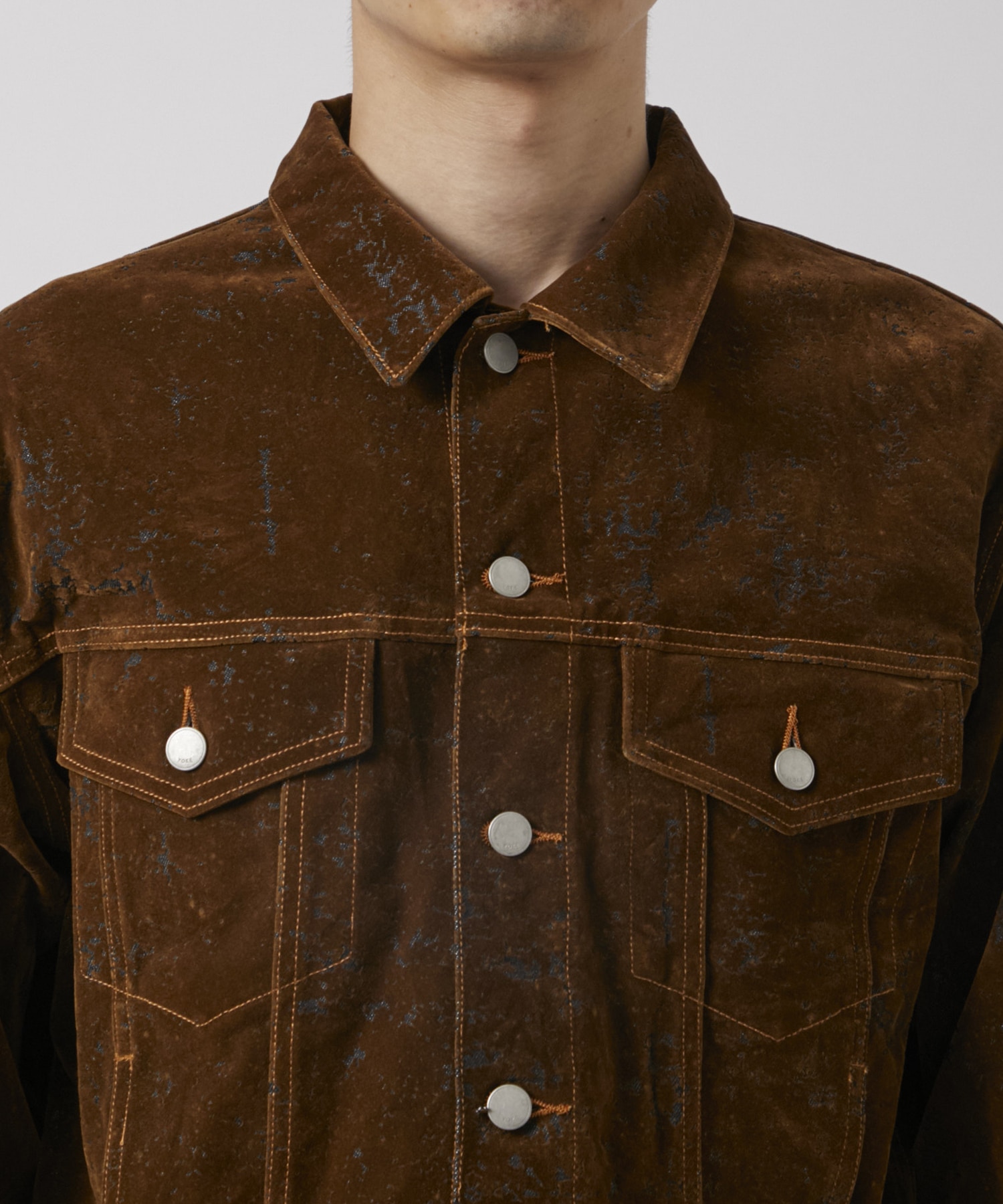 FLOCKY PRINTED DENIM TRUCKER JACKET YOKE