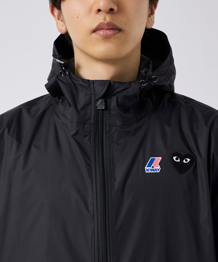 AZ-J507-051 K-WAY FULL ZIP JACKET BLACK EMBLEM PLAY COMME des GARCONS