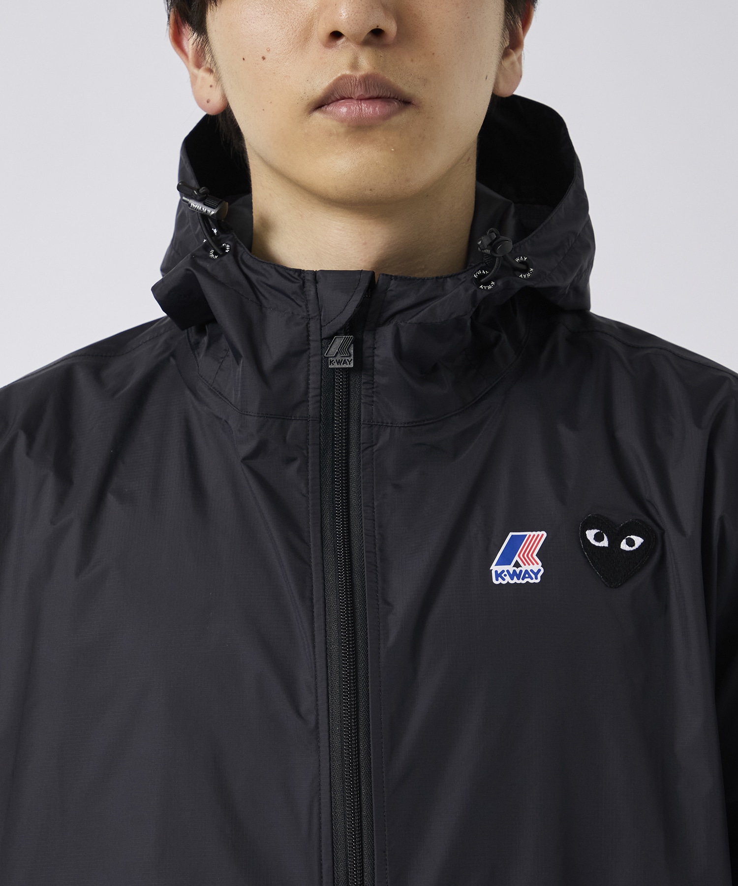 AZ-J507-051 K-WAY FULL ZIP JACKET BLACK EMBLEM PLAY COMME des GARCONS