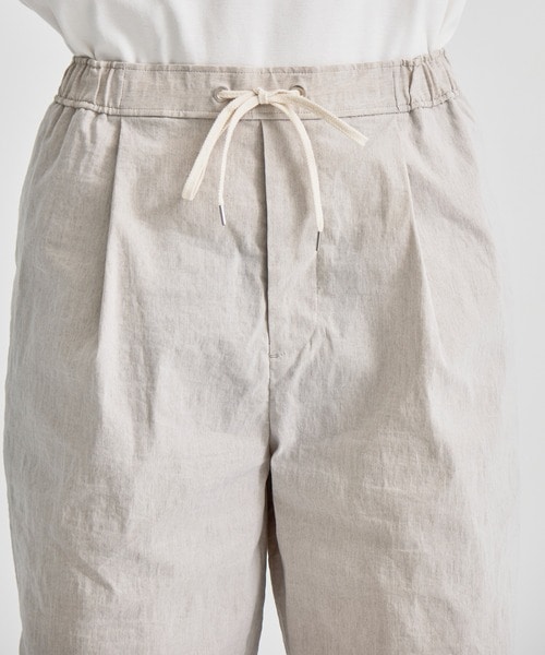 STRETCH NYLON LINEN WIDE 2TUCKED SHORTS ATON