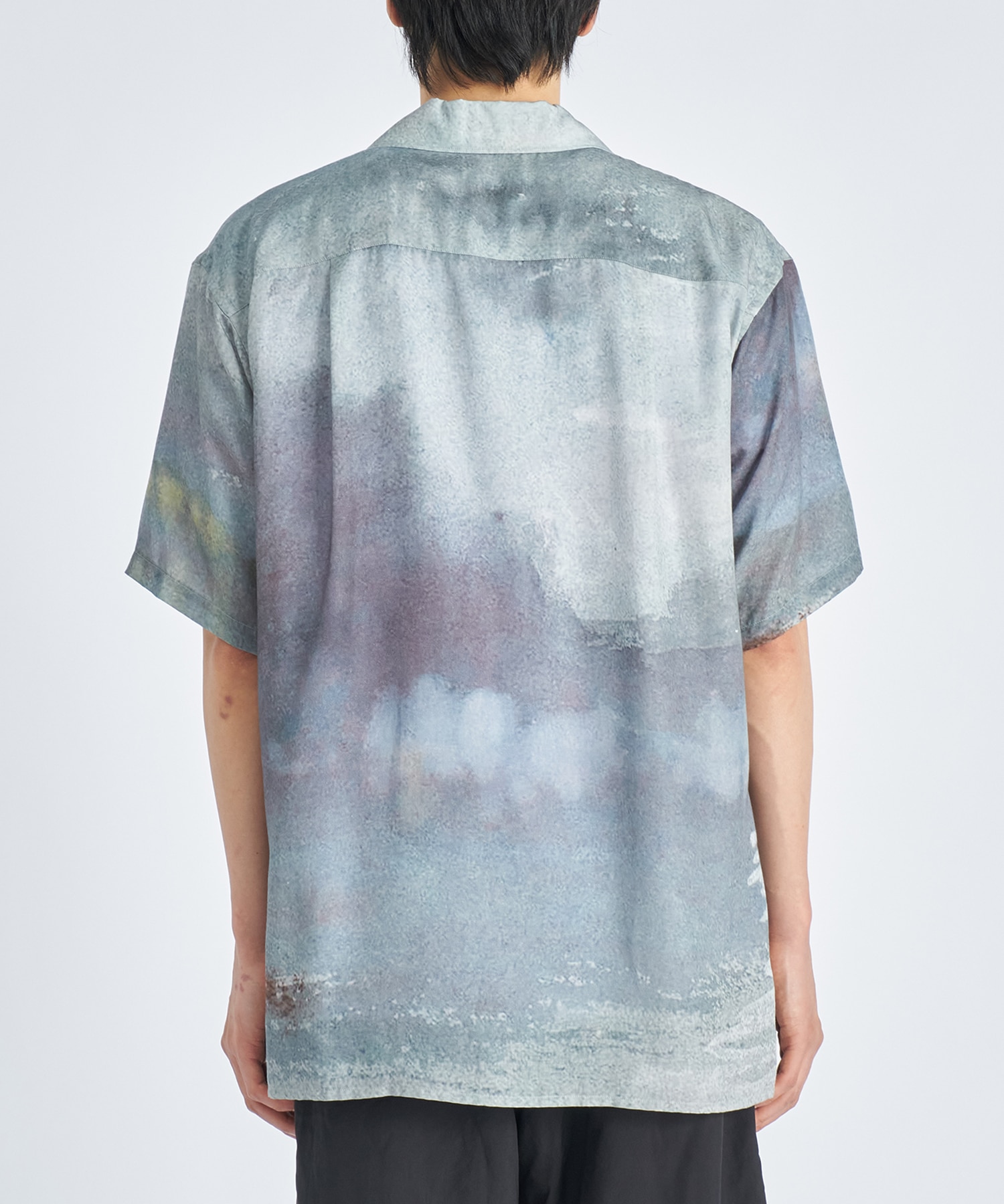 LANDSCAPE PRINTED OPEN COLLAR SHIRT 