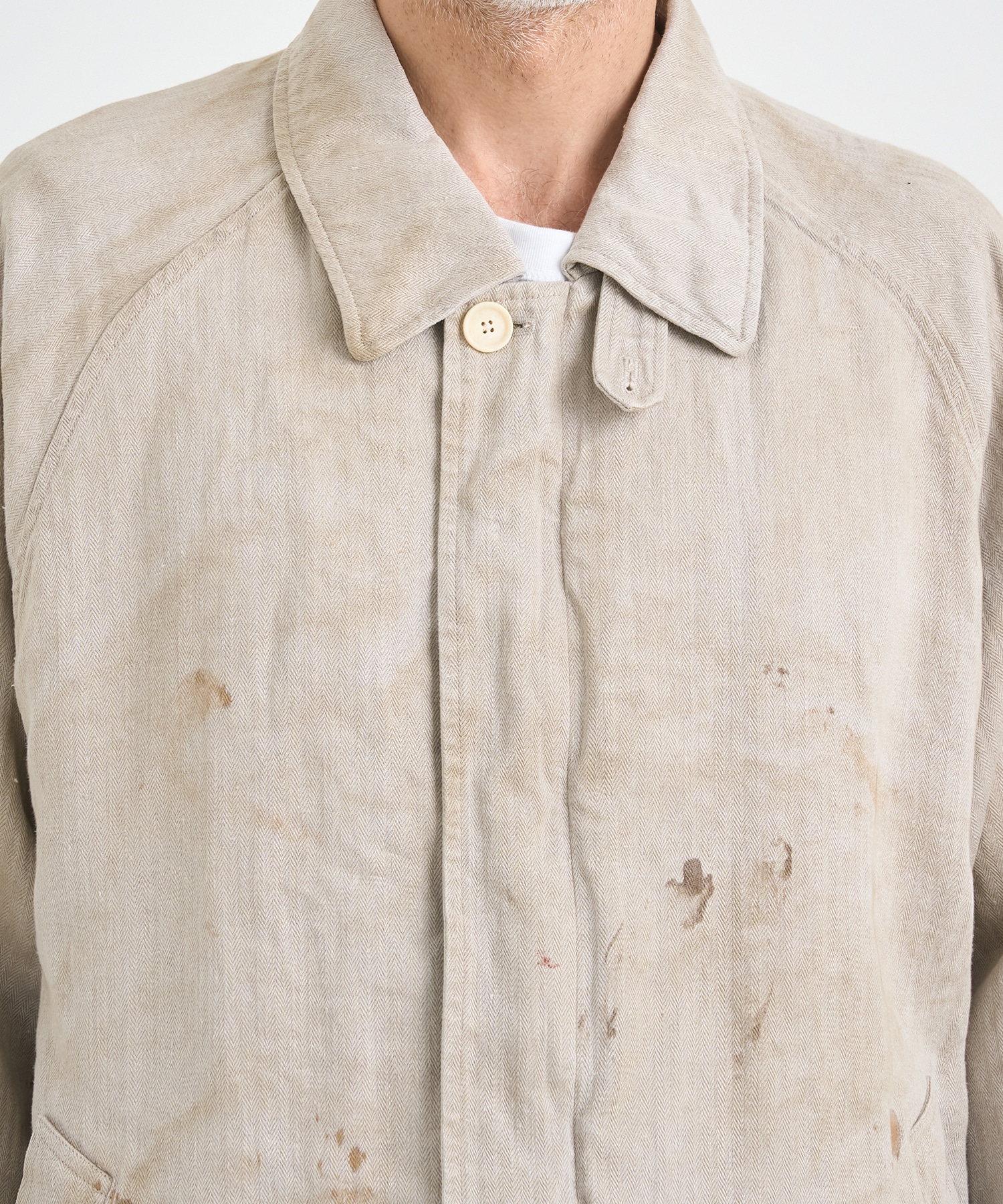 HEAVY LINEN HERRINGBONE ZIP JACKET ssstein
