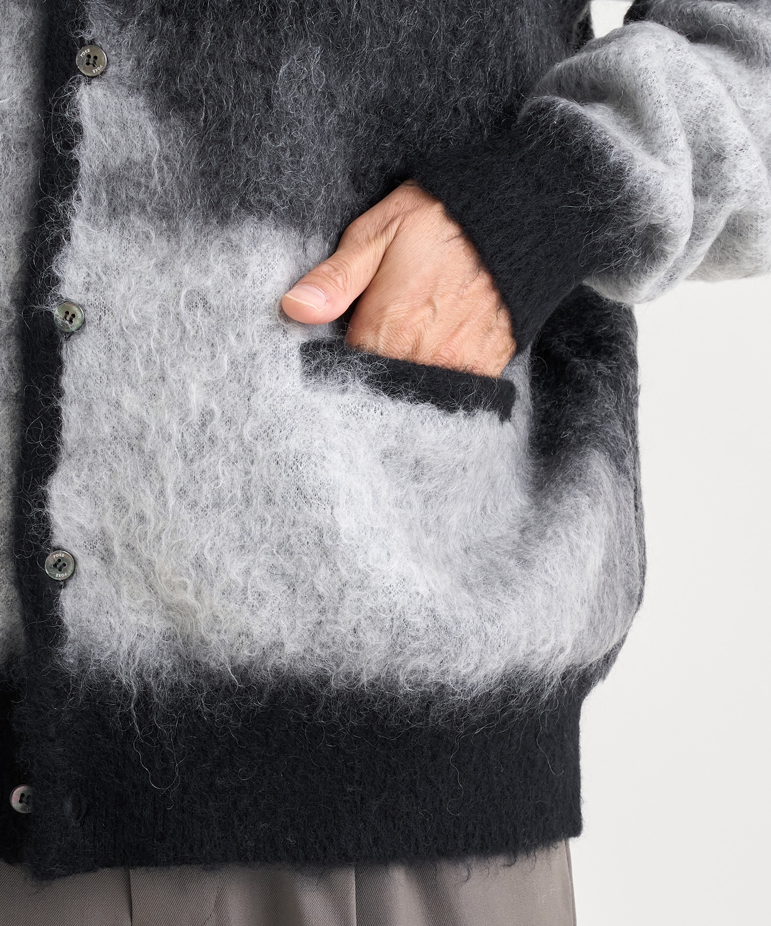 Kid Mohair Jacqurad Cardigan BEAM YOKE