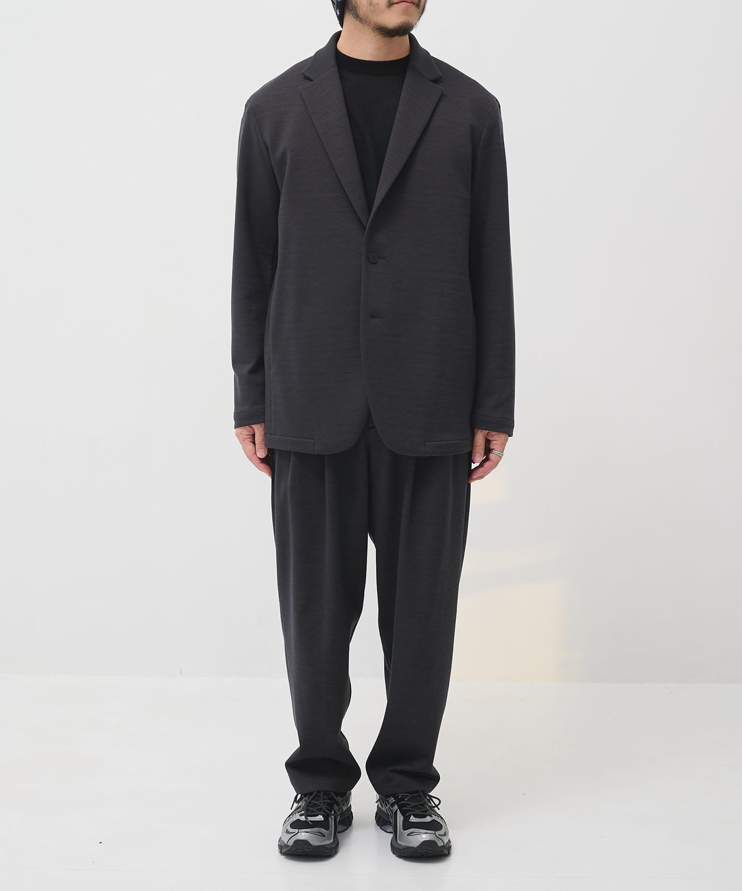 Washable Super180s Strech Ponch Wide Tapered Pants THE TOKYO