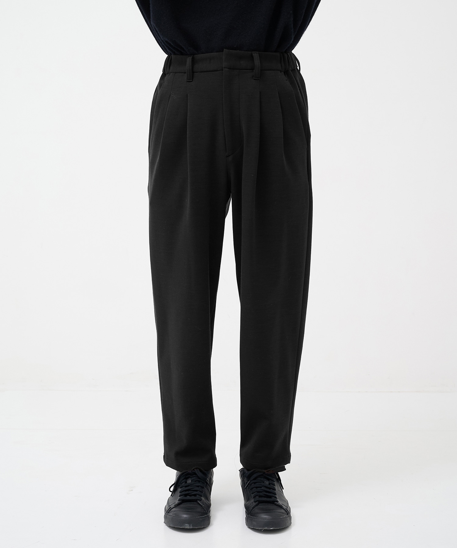 Washable Super180s Strech Ponch Wide Tapered Pants THE TOKYO