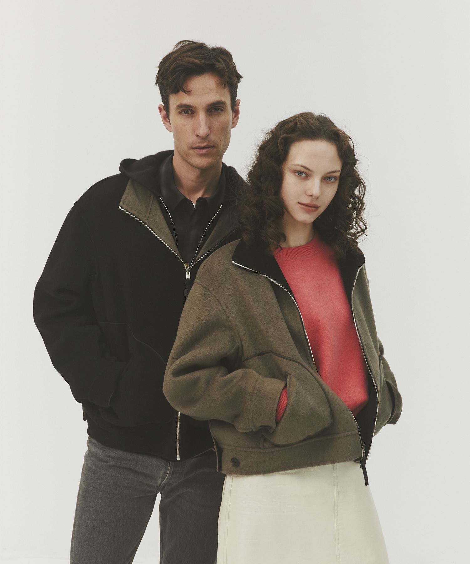 CASHMERE REVERSIBLE STAND ZIP BLOUSON 