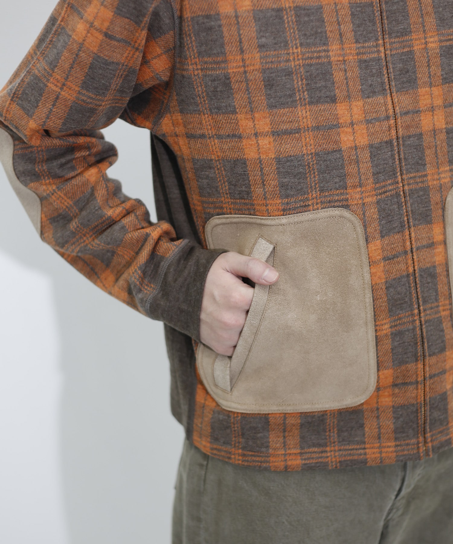 WR-T014-051 Wool Check×Wool Smooth×Cow Zip Blouson JUNYA WATANABE MAN