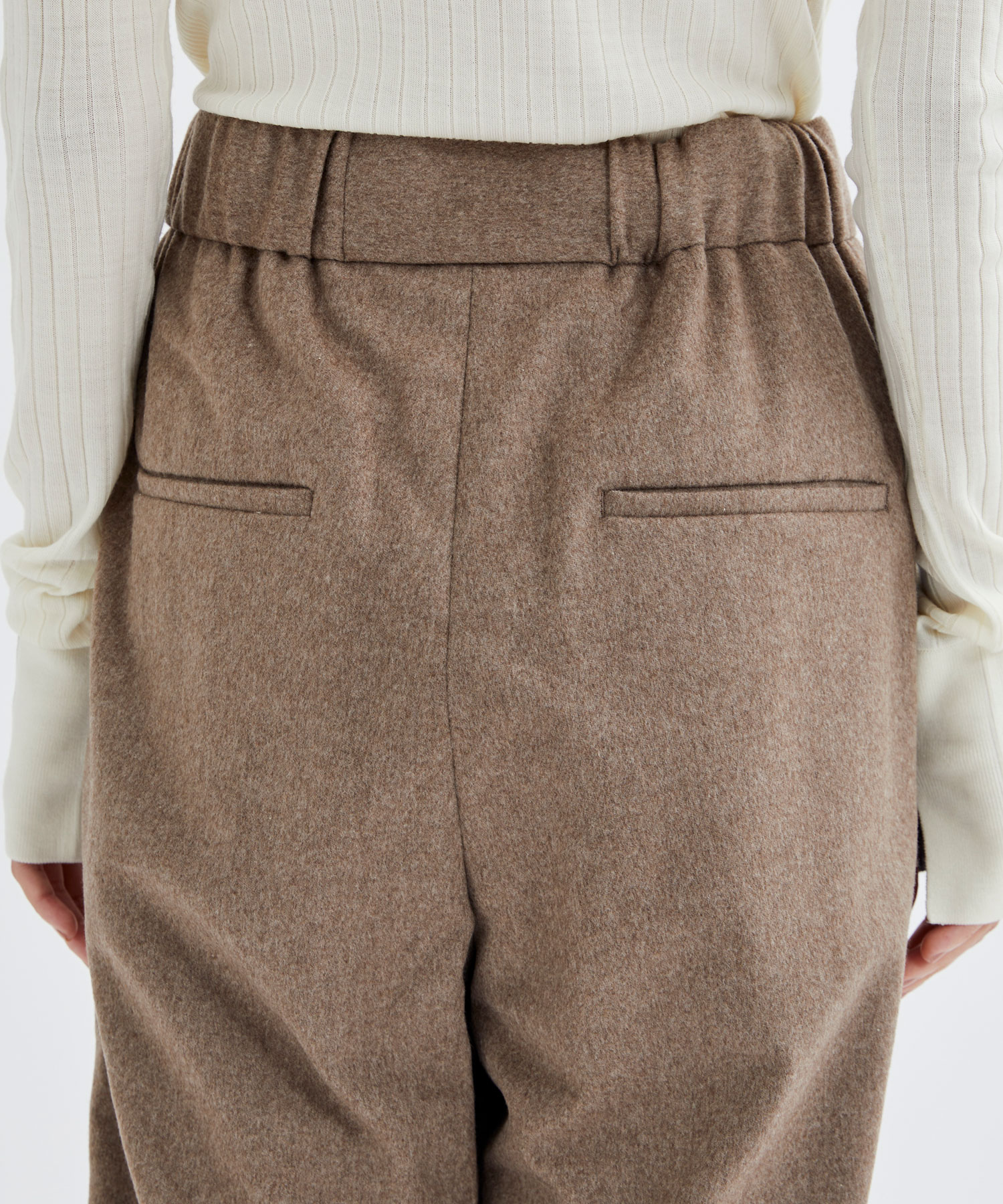 CASHMERE MELTON LIGHT BEAVER EASY PANTS(2 BEIGE): ATON: WOMEN｜THE