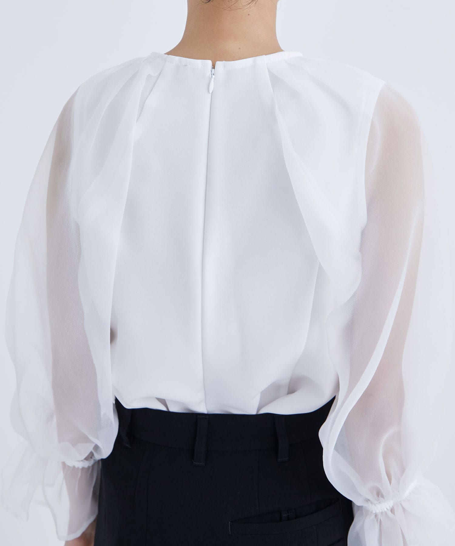 Sheer Sleeve blouse(0 WHITE): THE PERMANENT EYE: WOMEN｜THE TOKYO