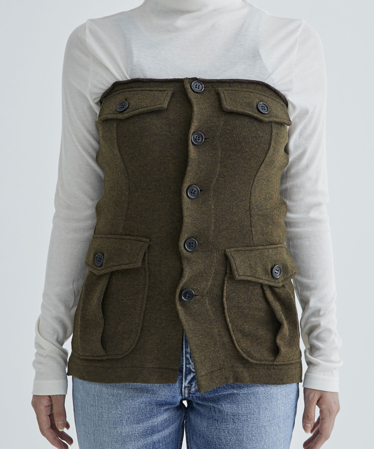 Military Wool Tube Top(M KHAKI): INSCRIRE: WOMEN｜THE TOKYO ONLINE