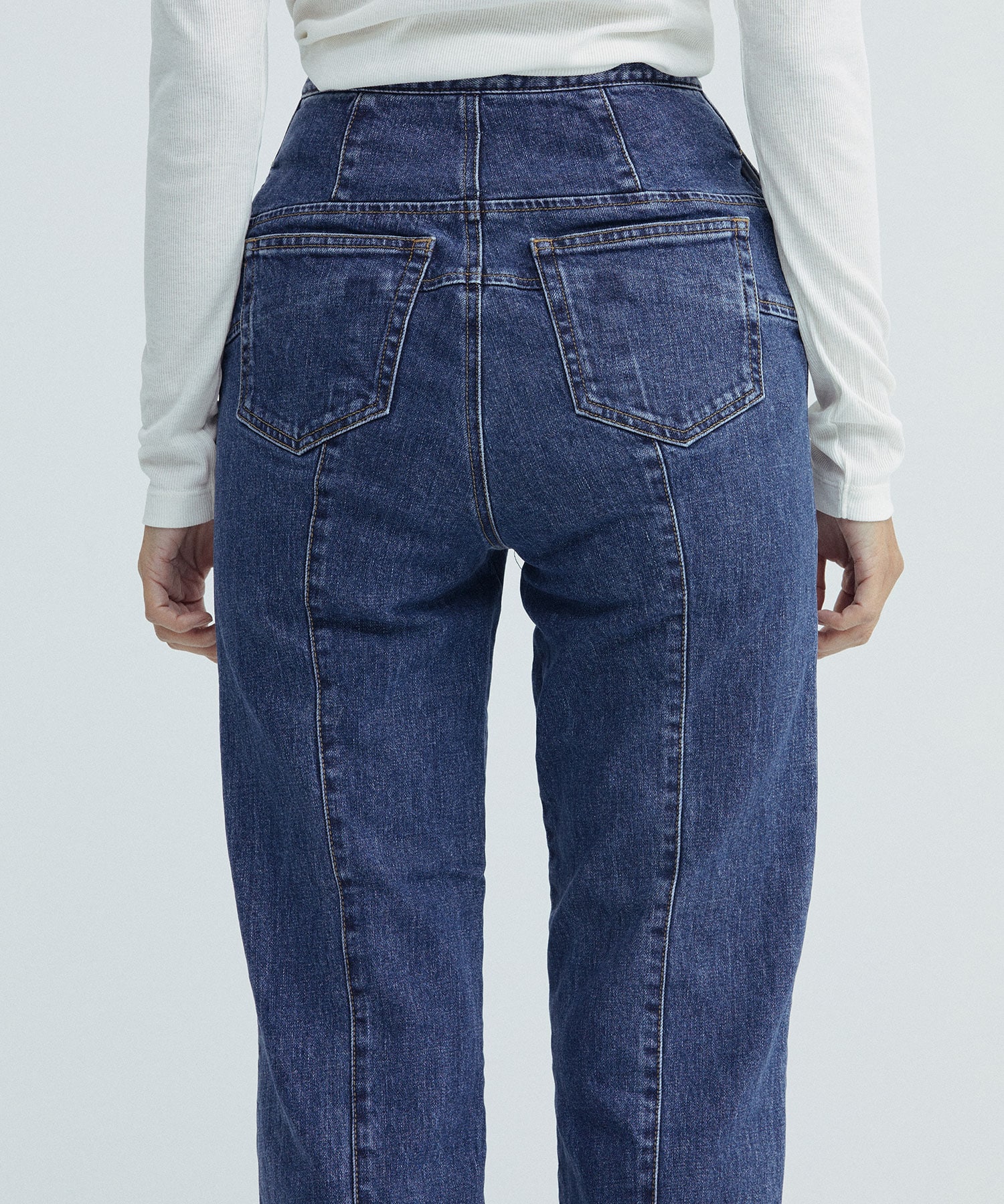 WASHED HIGH RISE STRAIGHT JEANS FETICO