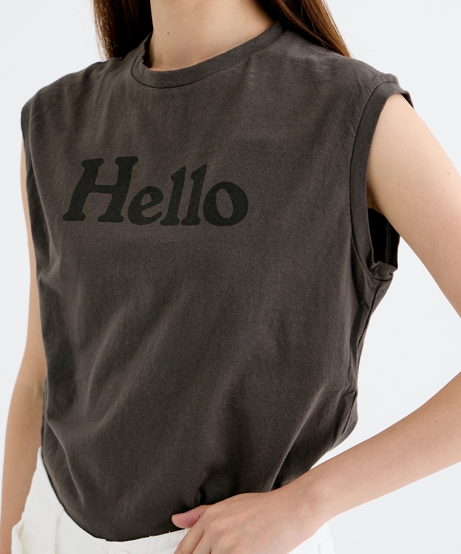 HELLO NOSLEEVE TEE MADISONBLUE