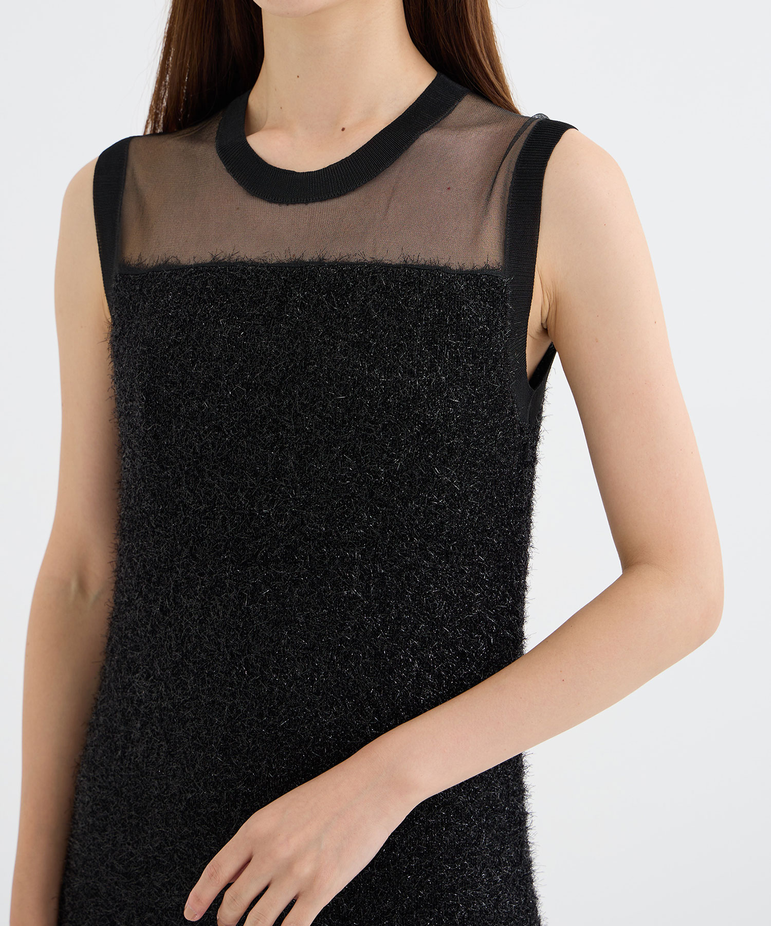 SLEEVELESS KNIT DRESS BLACK CINOH