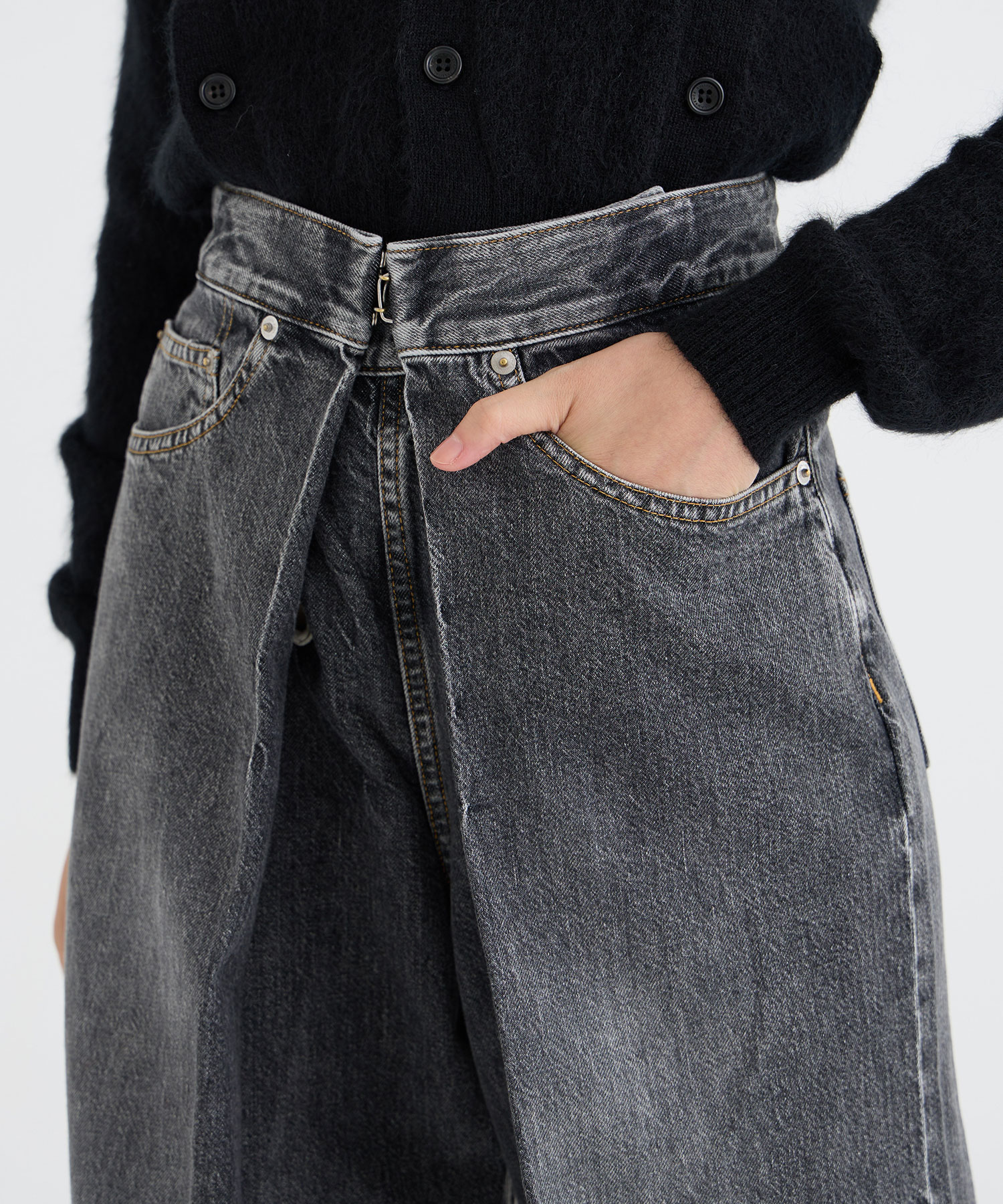 WASHED DENIM WIDE PANTS JOHN LAWRENCE SULLIVAN