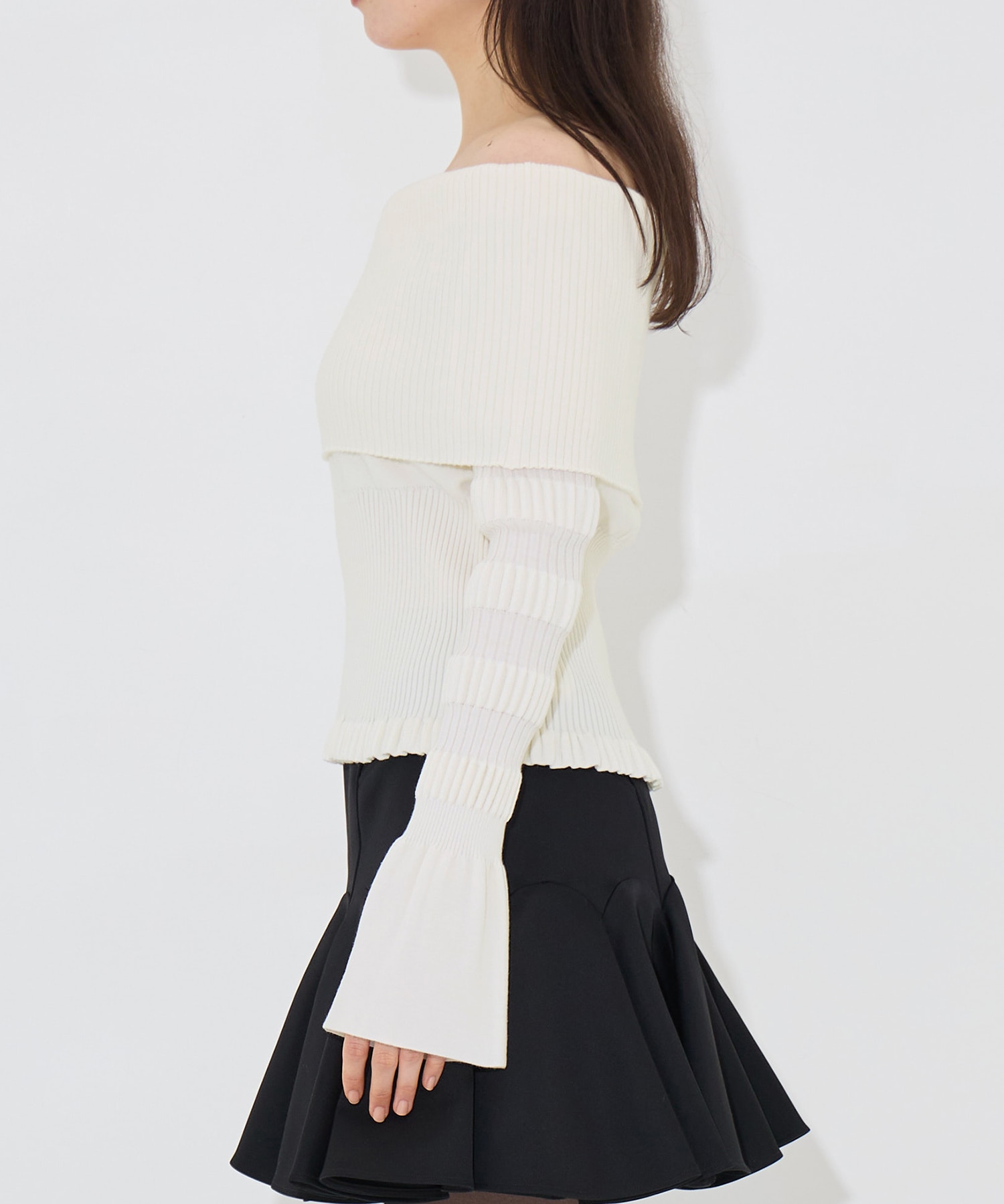 別注 STRIPE KNIT OFF-SHOULDER TOP FETICO