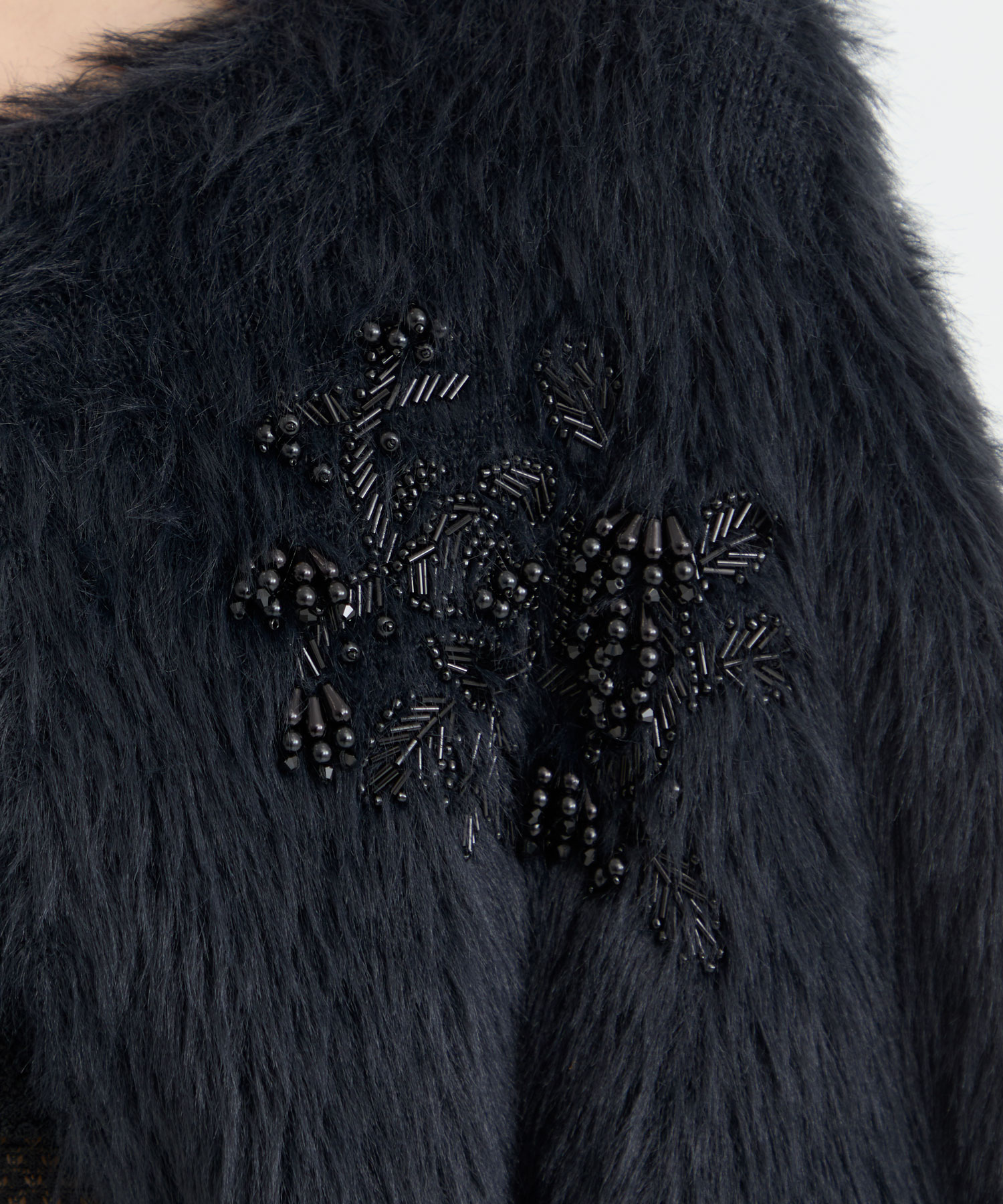 FUR KNIT BEAD EMBROIDERED BOLERO FETICO