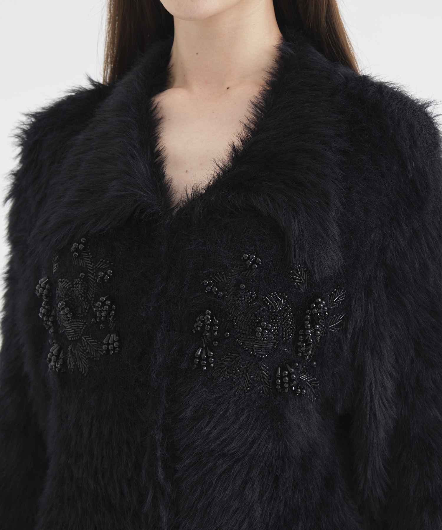 FUR KNIT BEAD EMBROIDERED JACKET FETICO