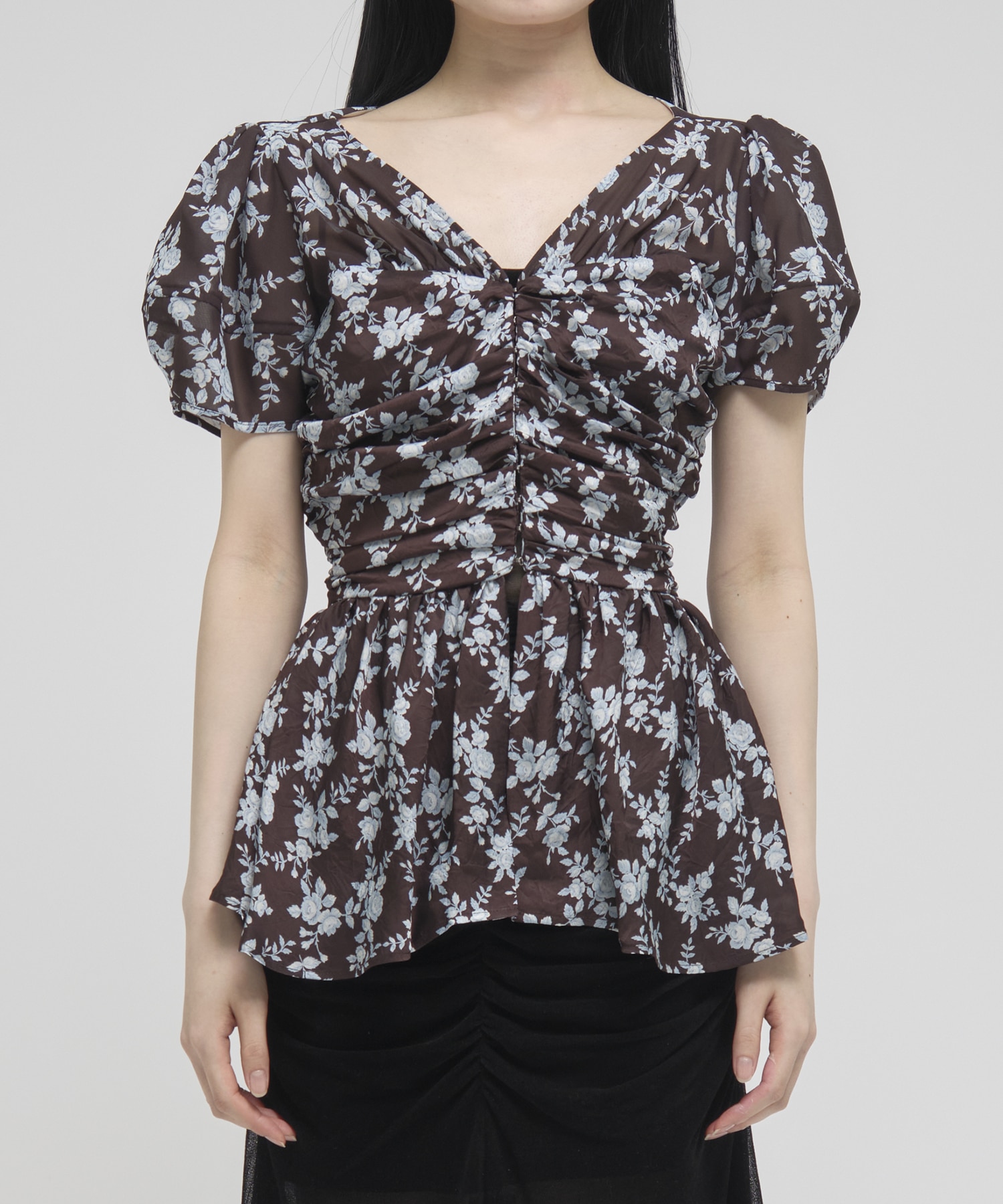 PUFF SLEEVE GATHERED BLOUSE FETICO