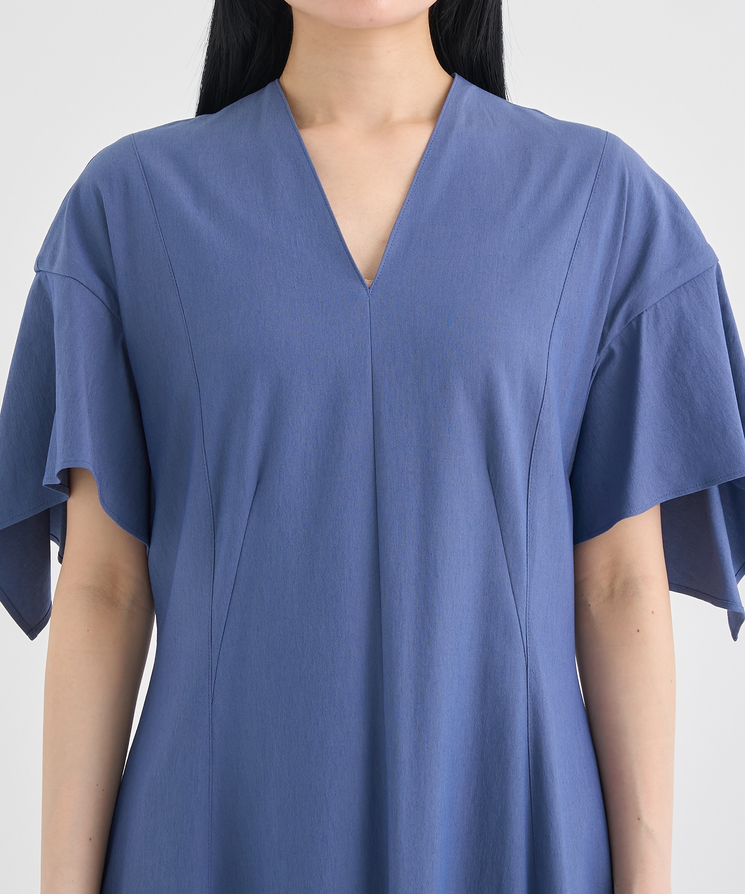別注 Tamara drape sleeve dress BLU AKIRANAKA