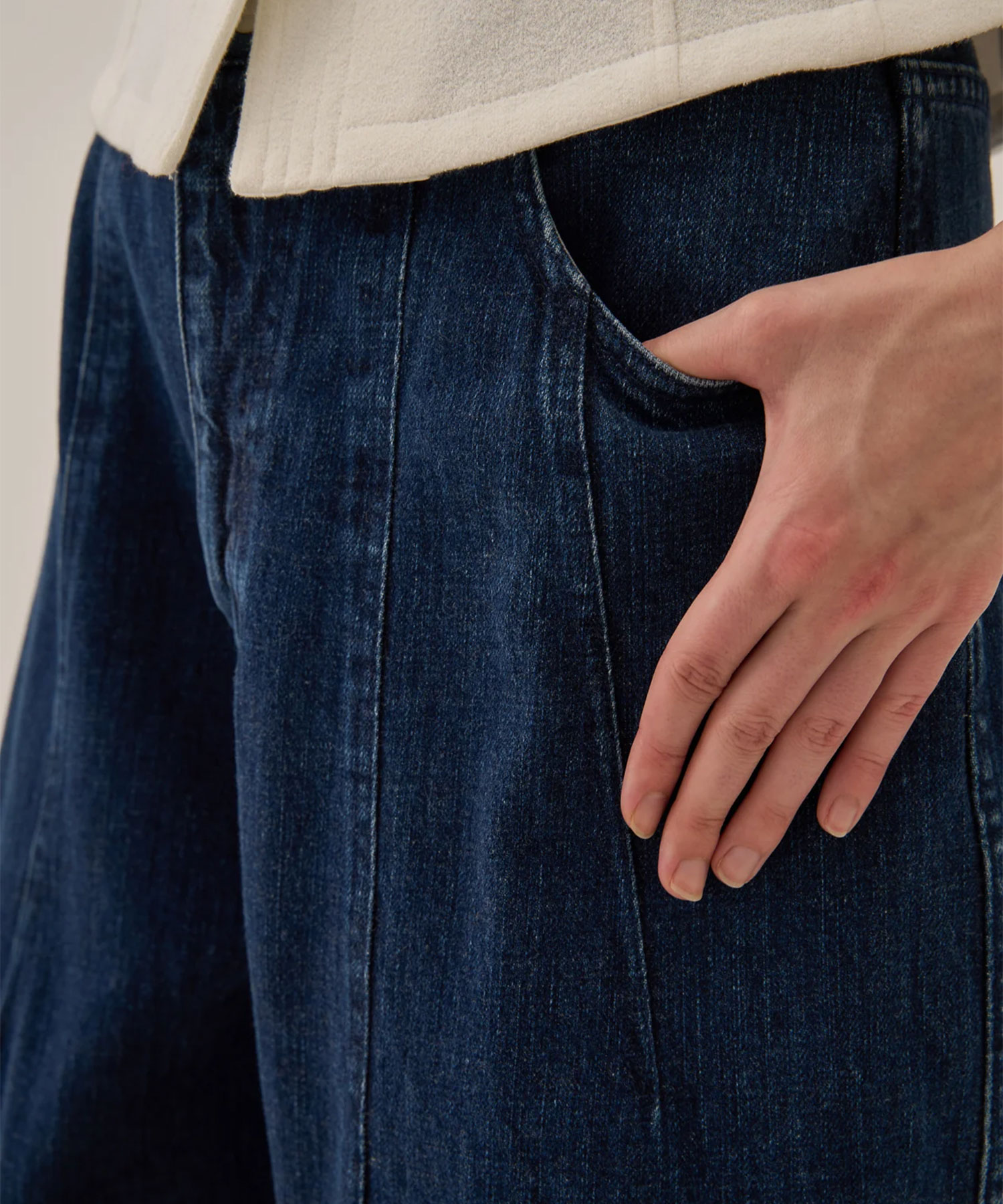 Miriam panel denim pants NV AKIRANAKA