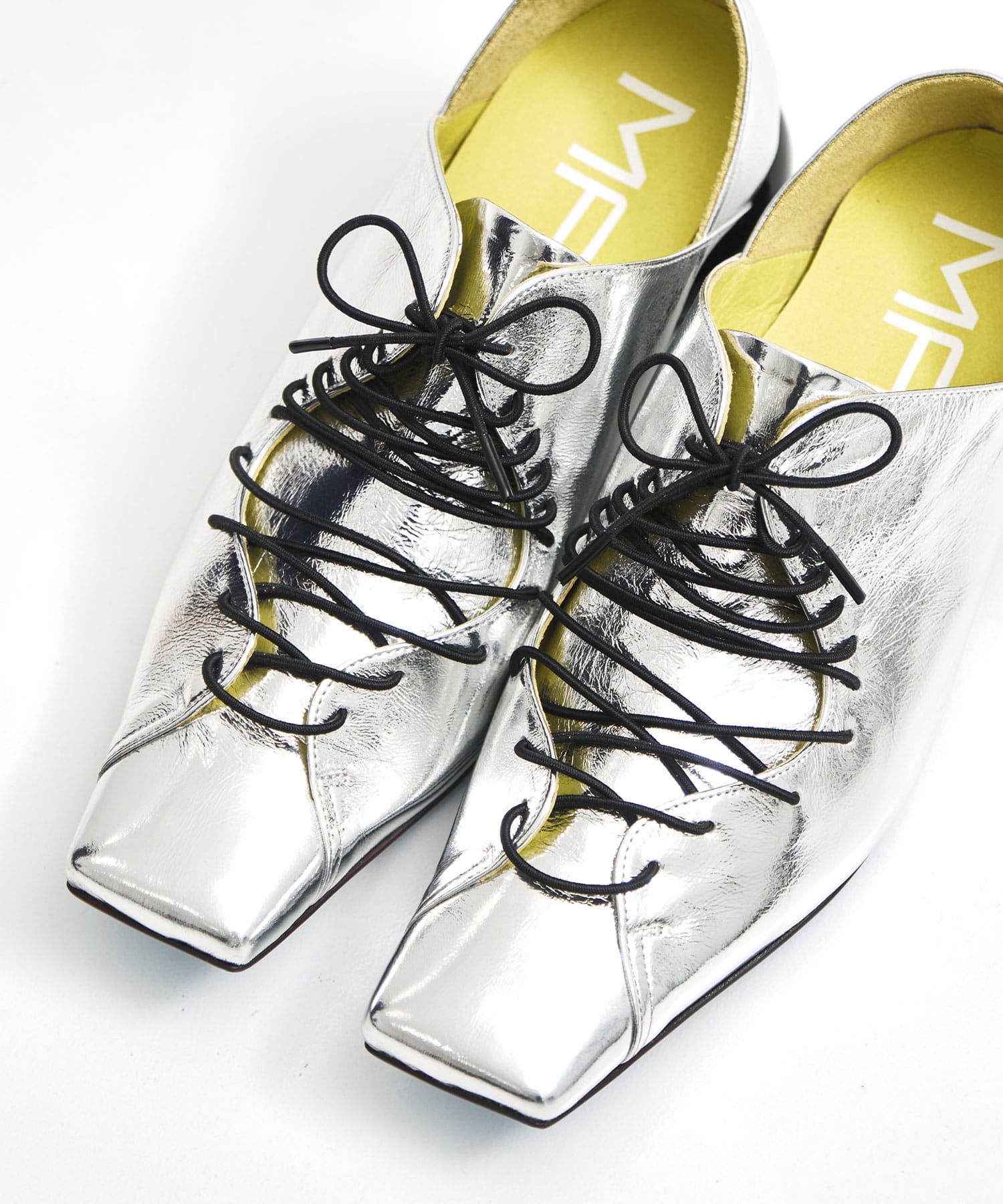 lace-up square toe  pumps MANA