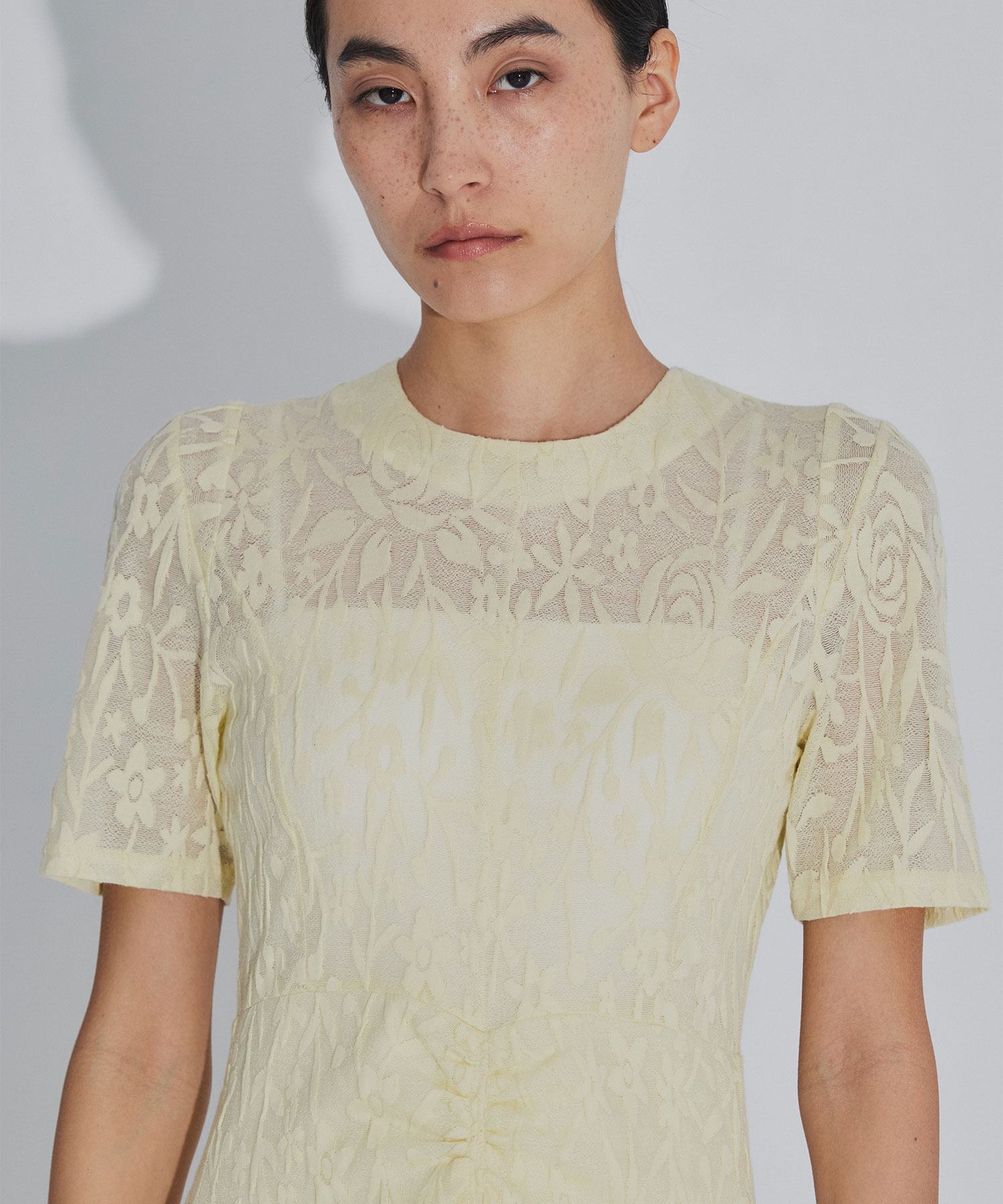 別注 FLOWER JACQUARD SHORT SLEEVE DRESS PHOTOCOPIEU