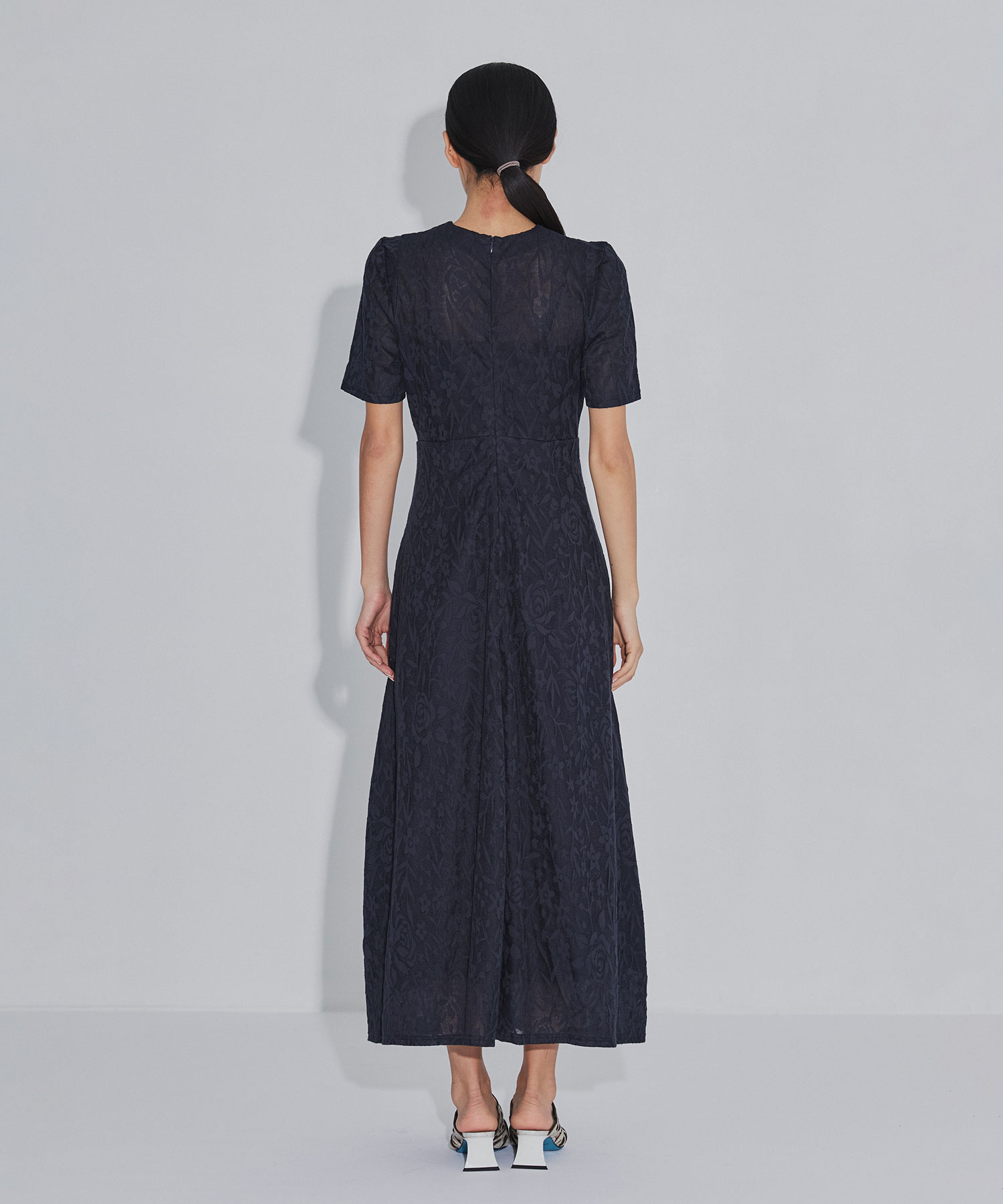 別注 FLOWER JACQUARD SHORT SLEEVE DRESS PHOTOCOPIEU