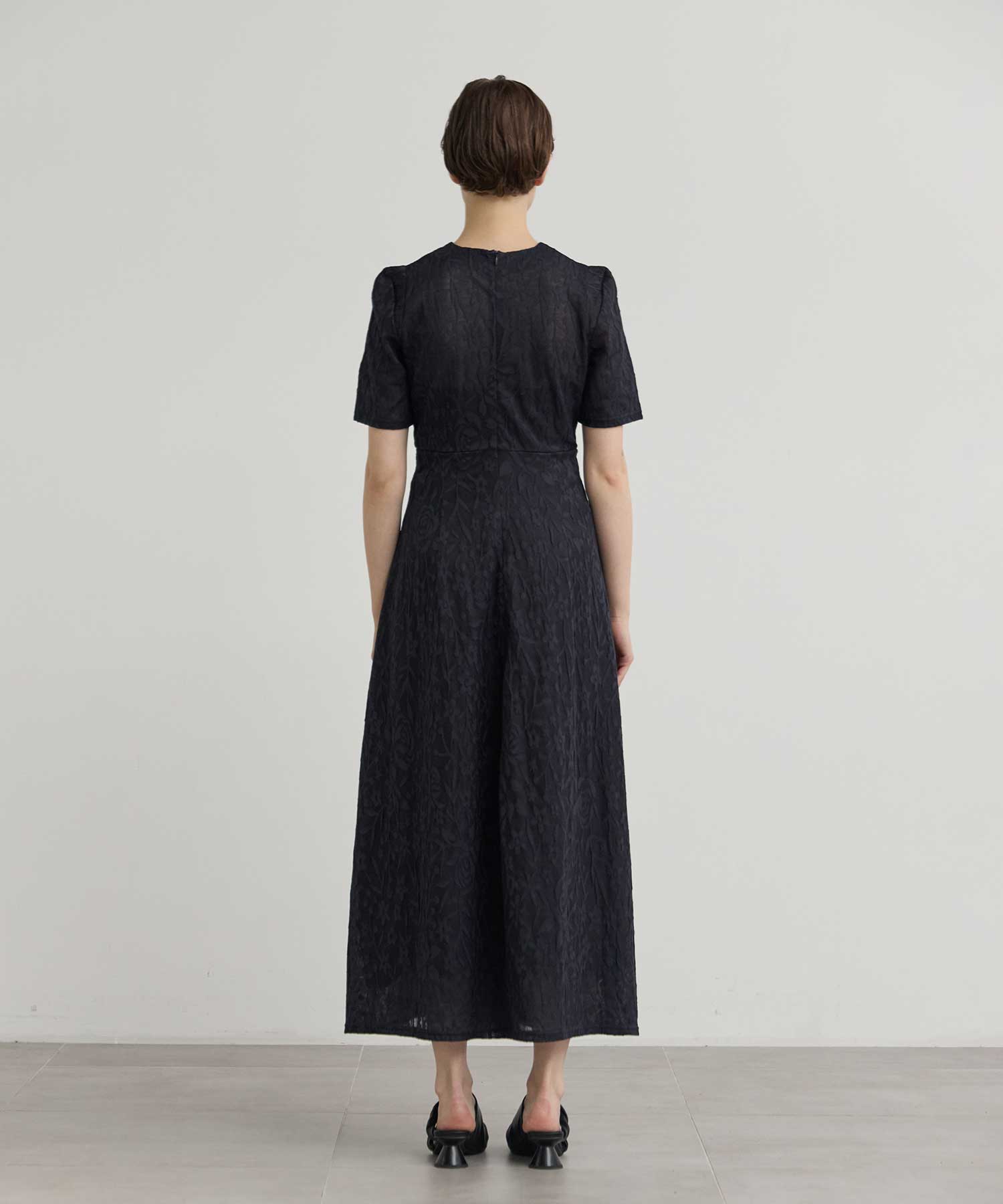 別注 FLOWER JAQUARD SHORT SLEEVE DRESS PHOTOCOPIEU