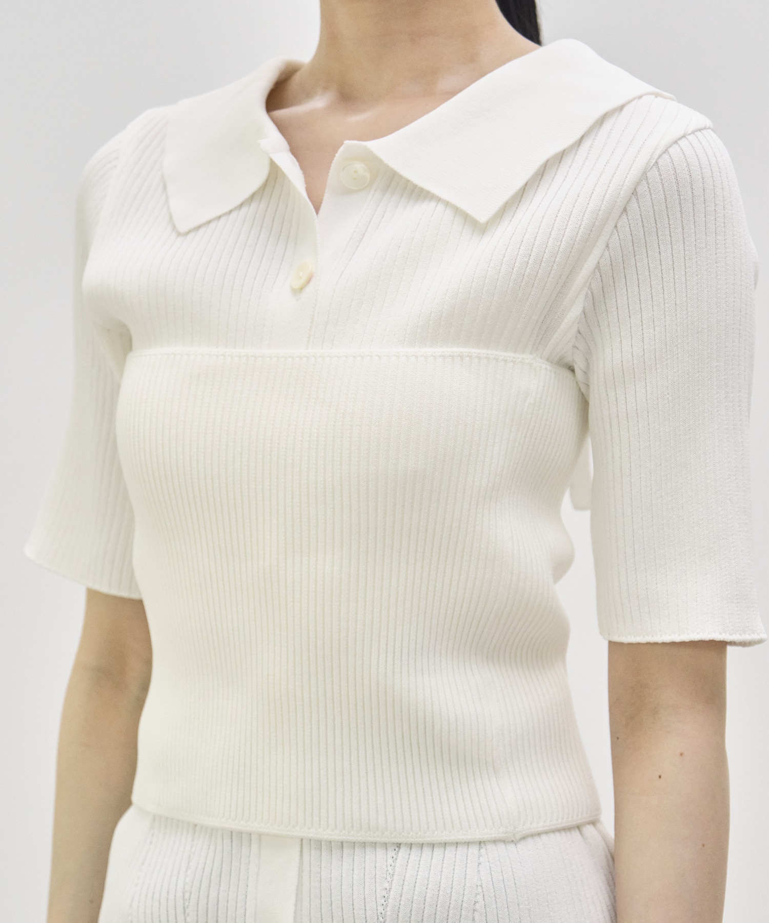 Bustier Combi  Harf Sleeve Knit Tops RITAN