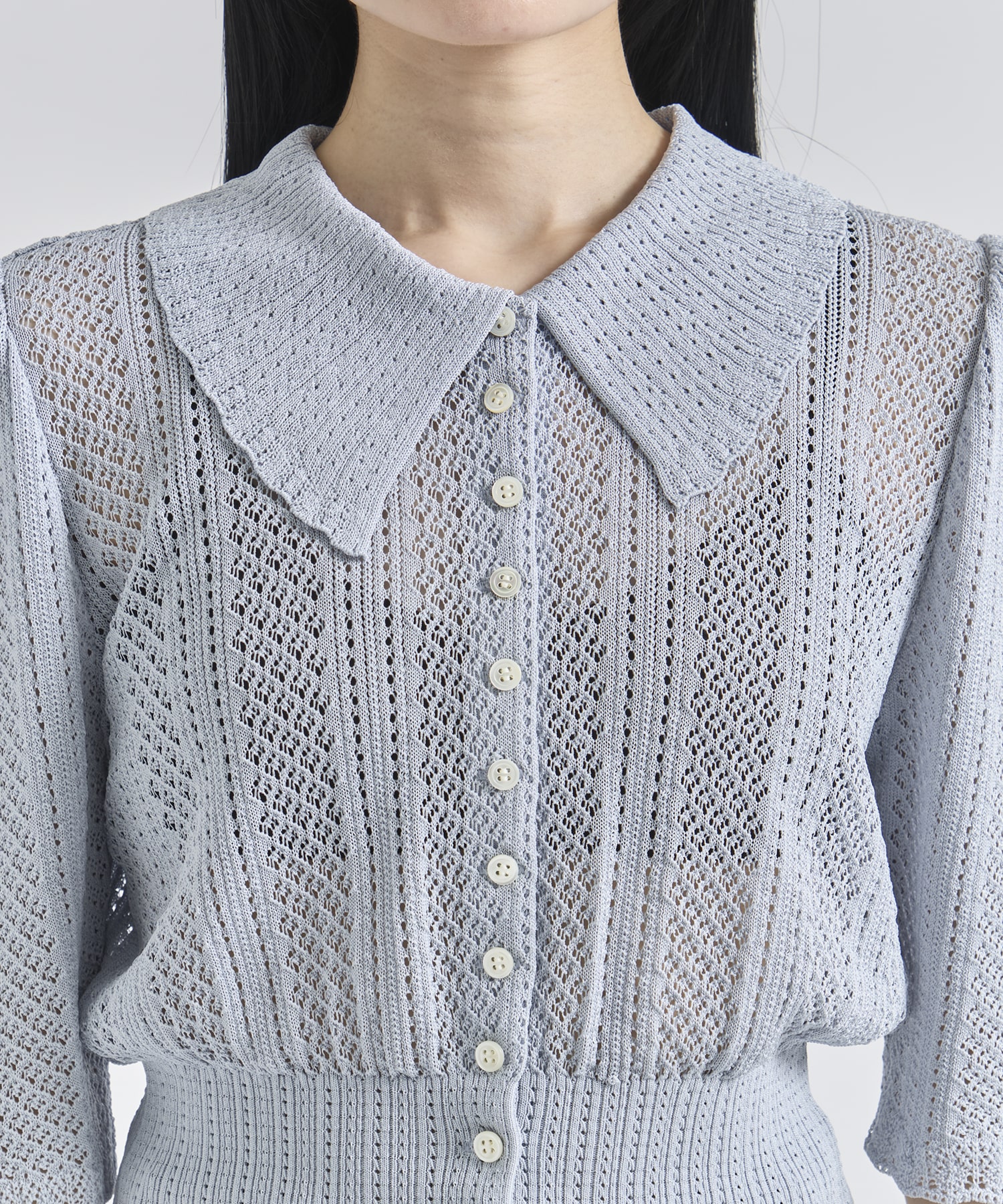 LACE KNIT SHORT-SLEEVED CARDIGAN FETICO