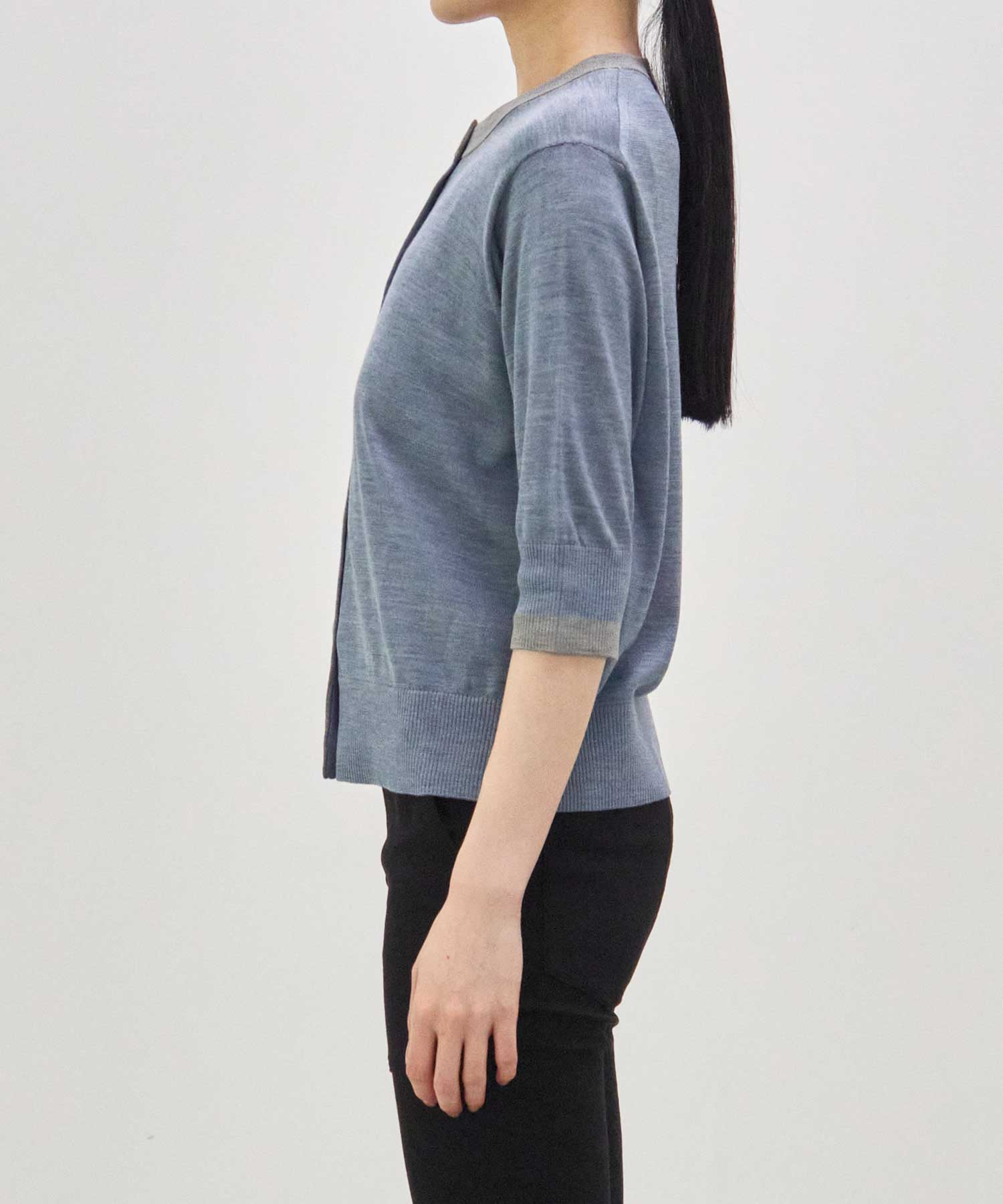 別注 Washable Silk Half Sleeve Cardigan CINOH