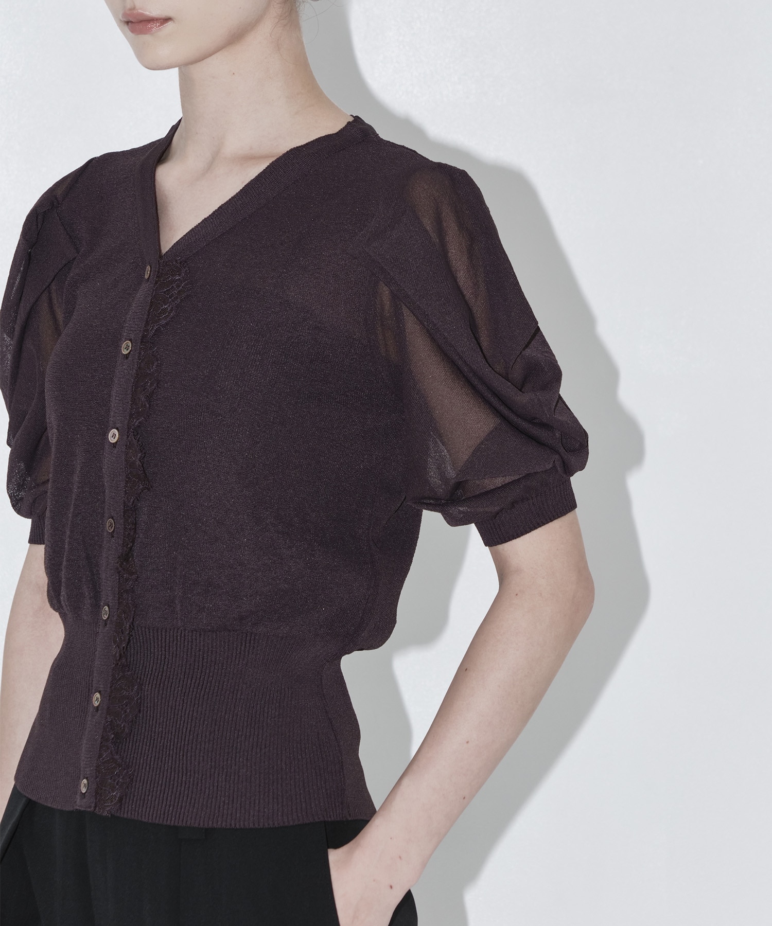Half Sleeve Lace Knit Cardigan THE TOKYO