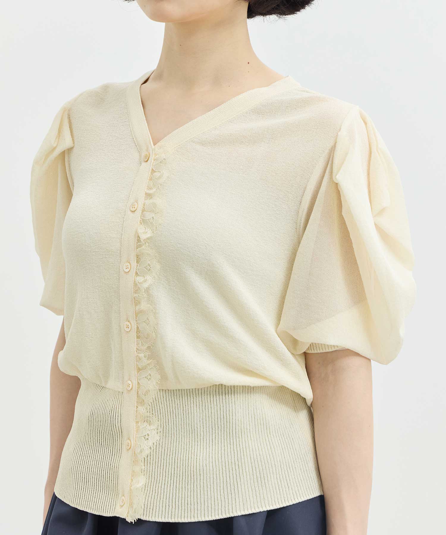Harf Sleeve Lace Knit Cardigan THE TOKYO