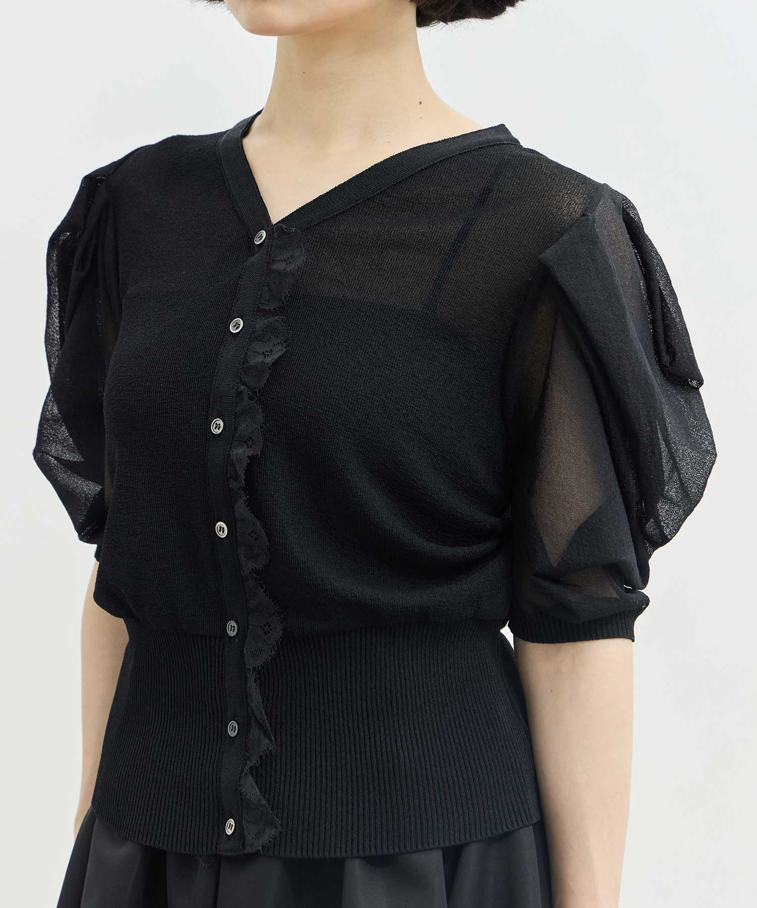 Harf Sleeve Lace Knit Cardigan THE TOKYO