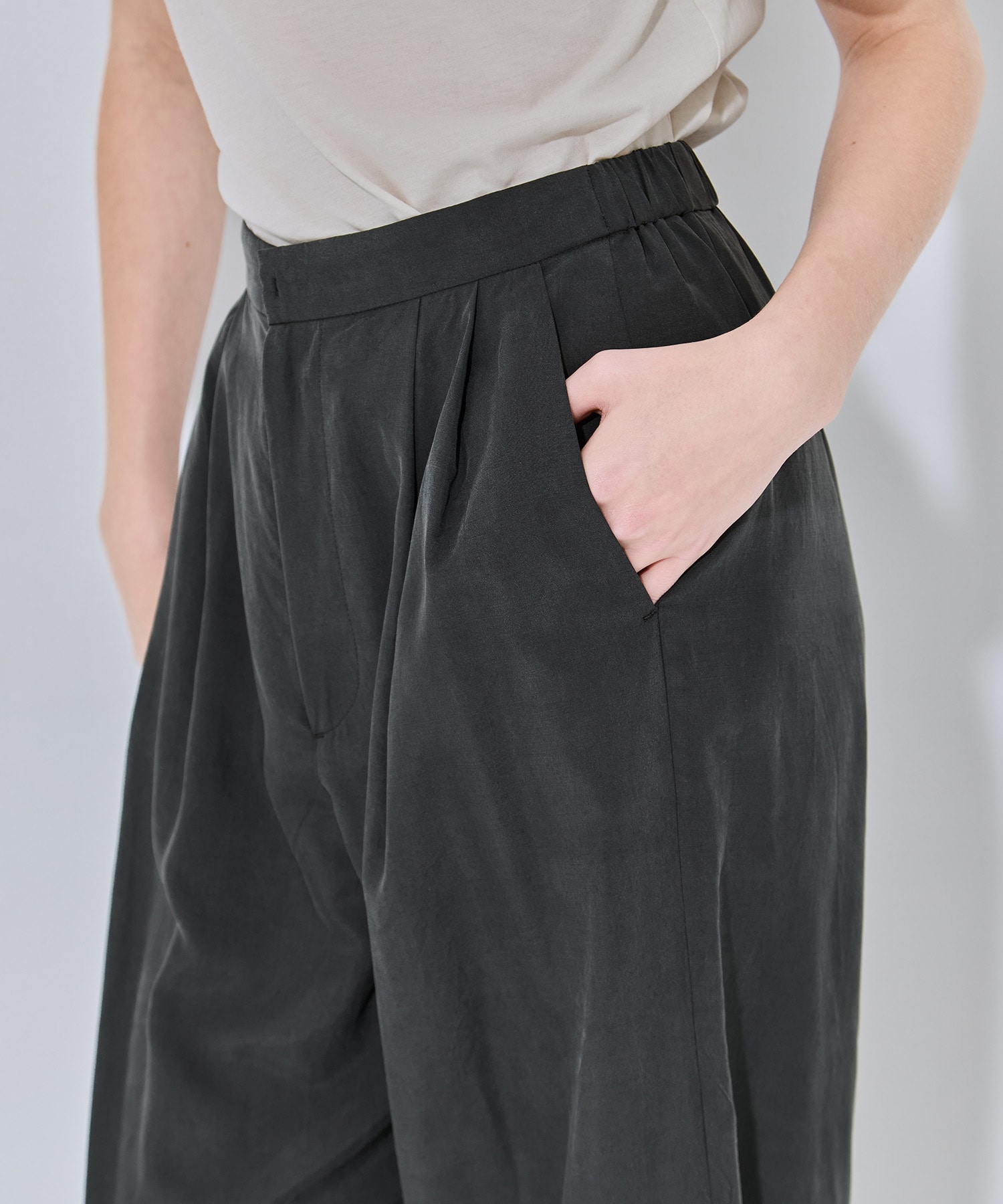 SILK SUEDE WIDE EASY PANTS ATON