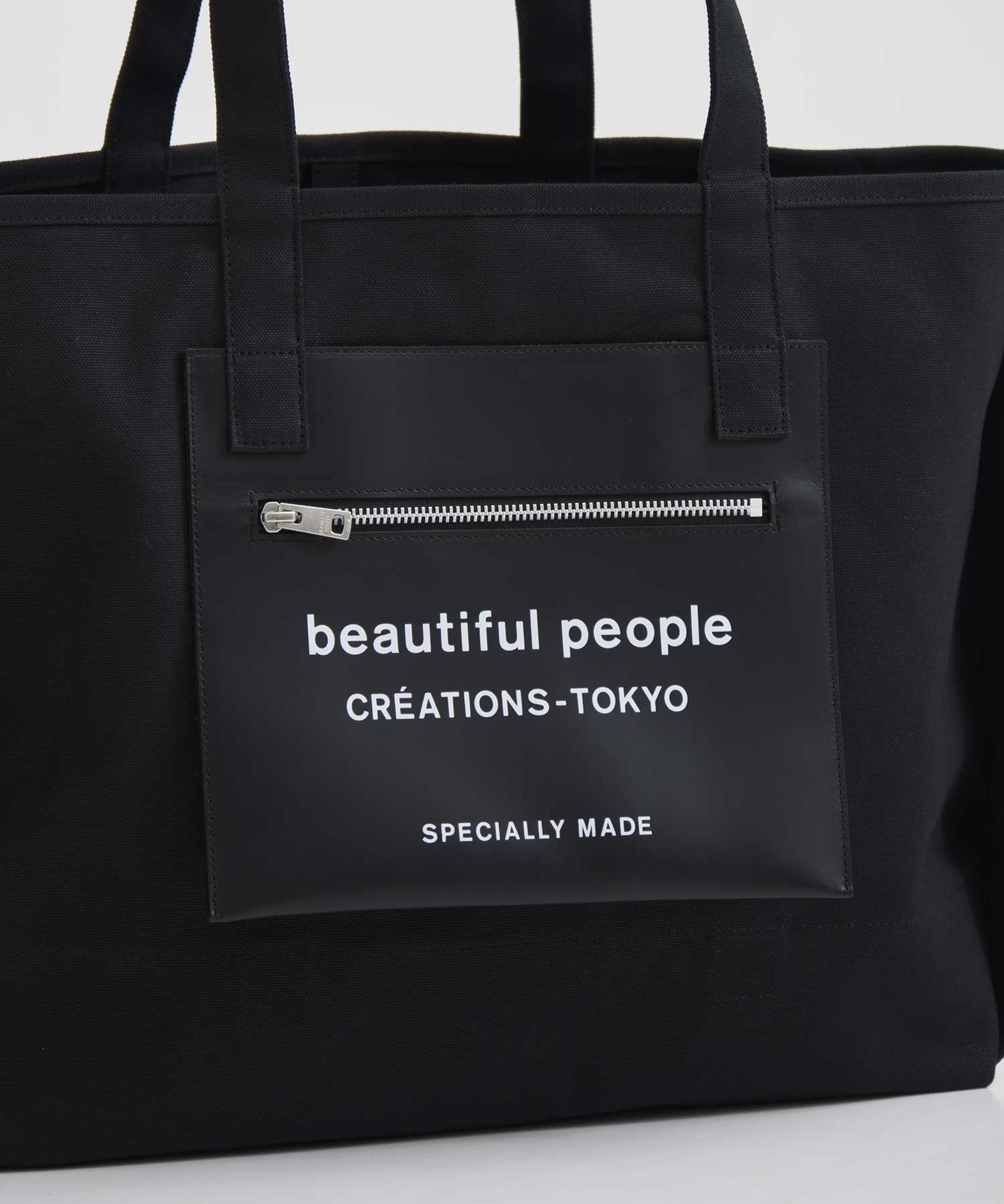 別注 Logo Leather Pocket Big Tote Bag beautiful people