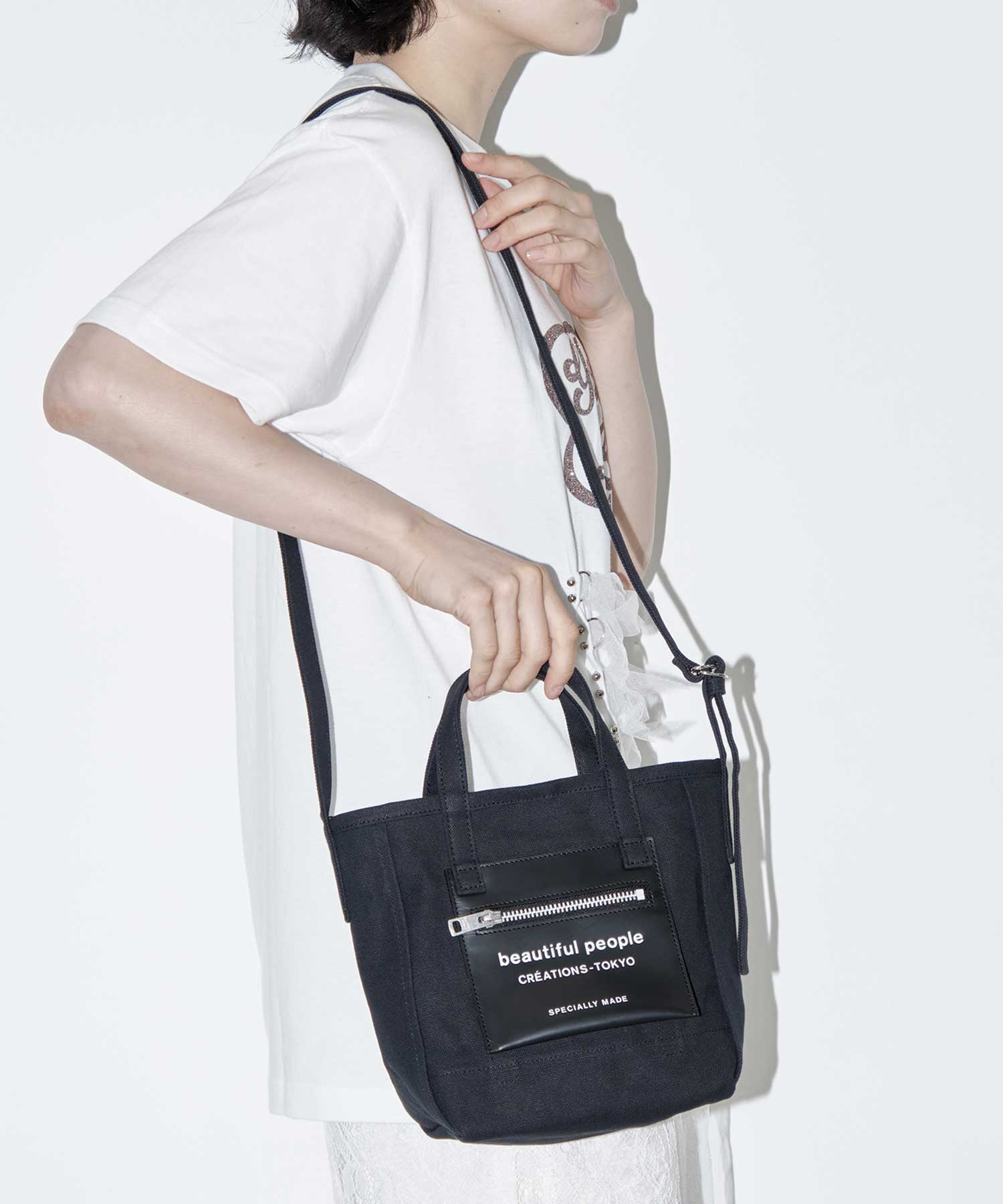 別注 Logo Leather Pocket Mini Tote Bag beautiful people