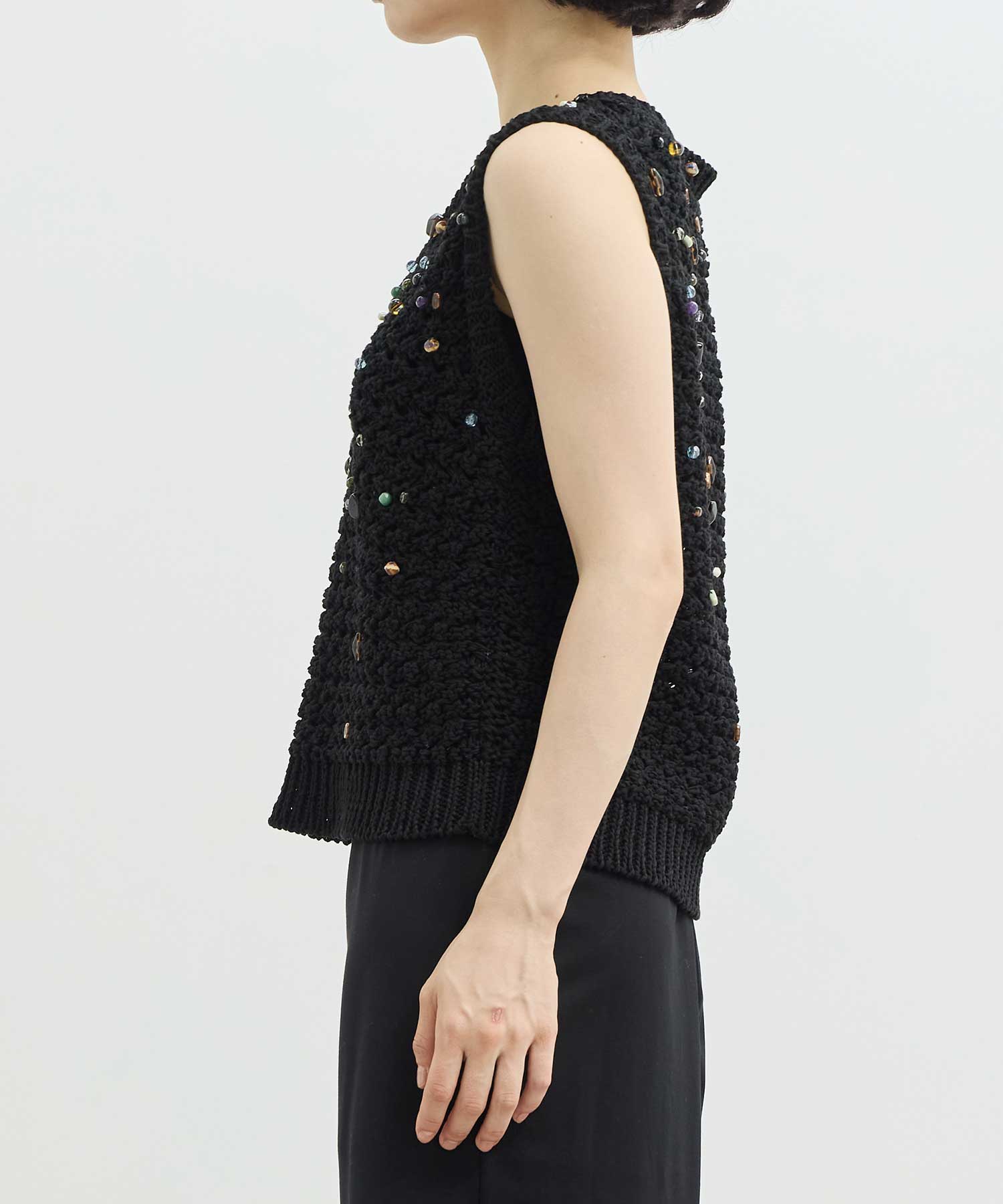 EX.Gerda glass beads&ores knit BK AKIRANAKA
