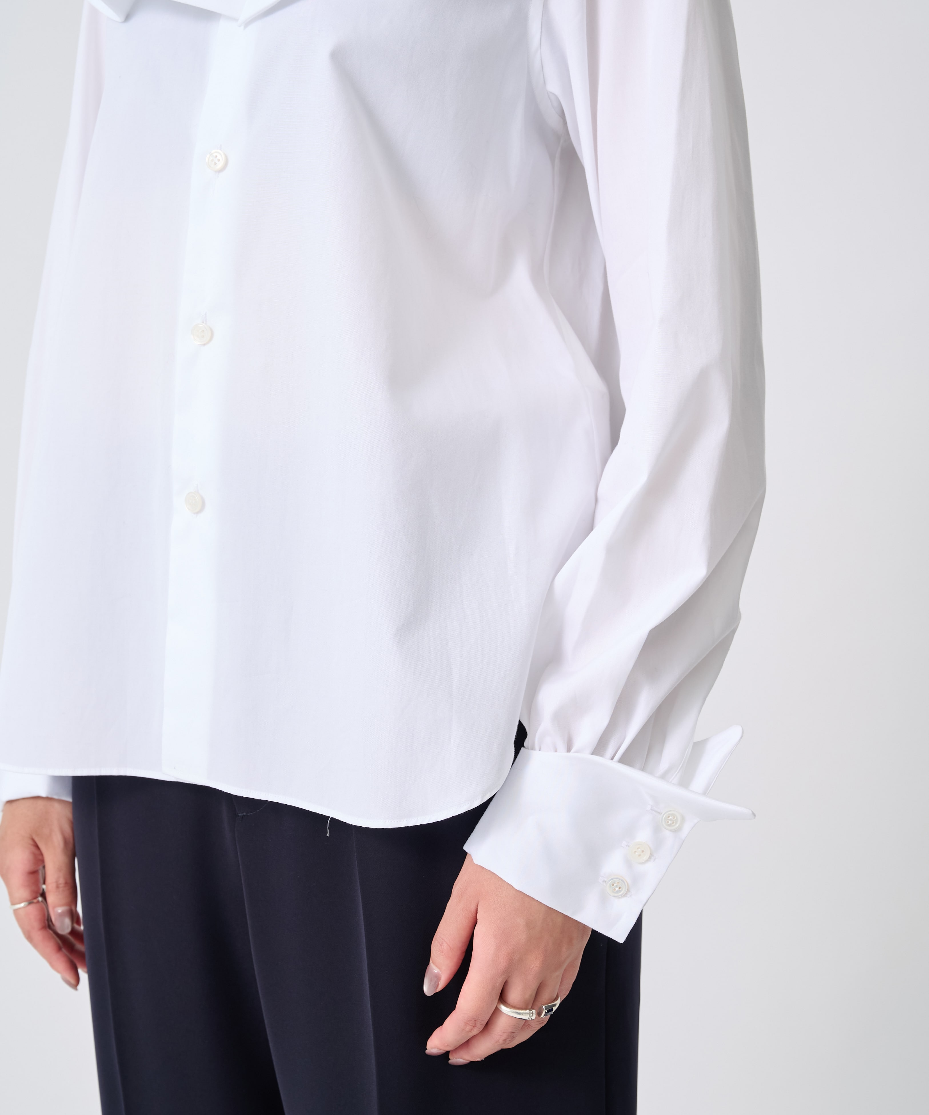 3P-B004-051 Flower Collar Shirt noir kei ninomiya