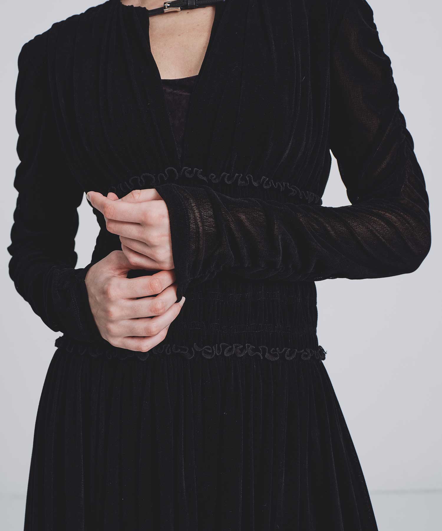 Velvet tulle shirring dress FETICO