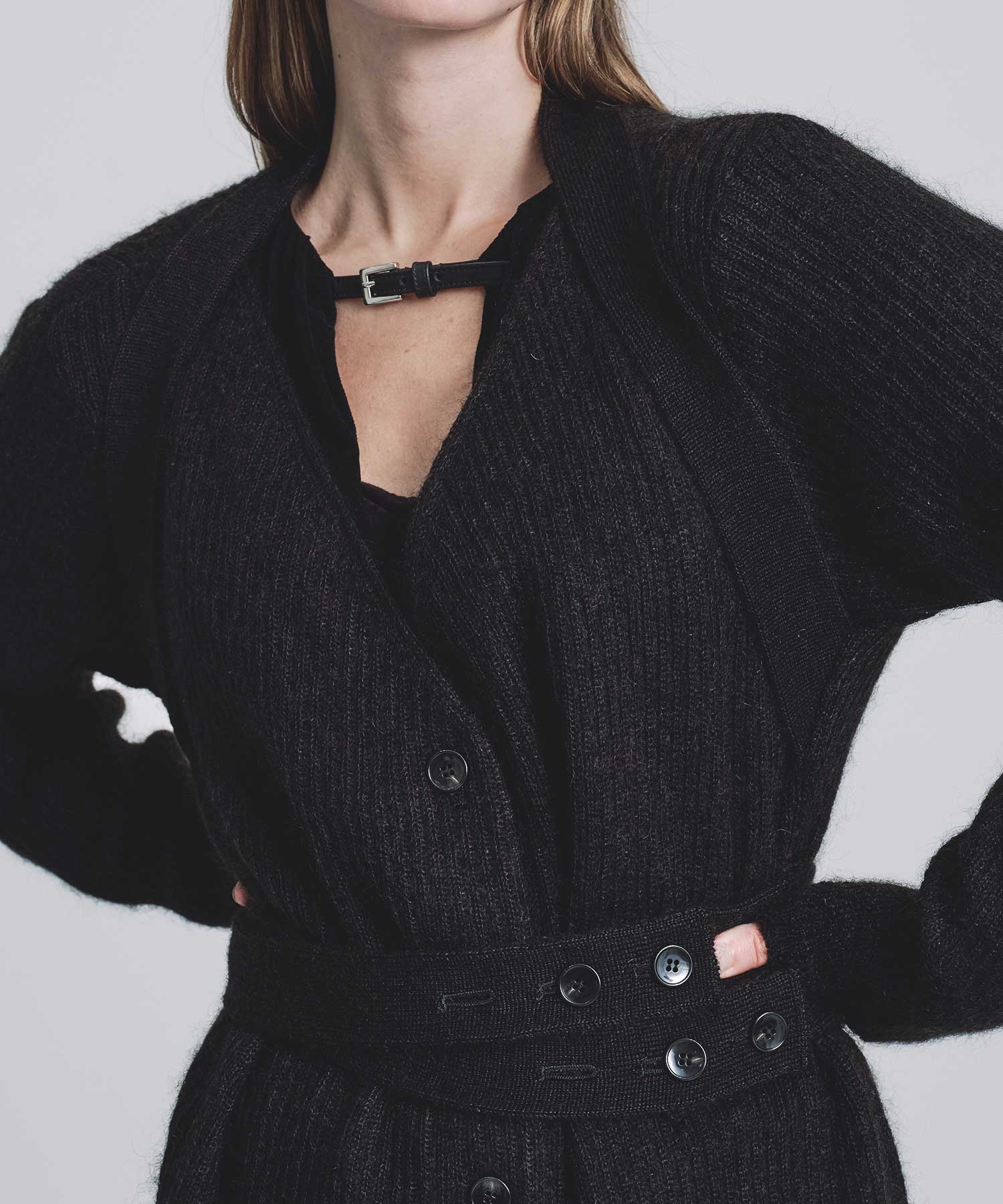 Mohair knit belted cardigan FETICO