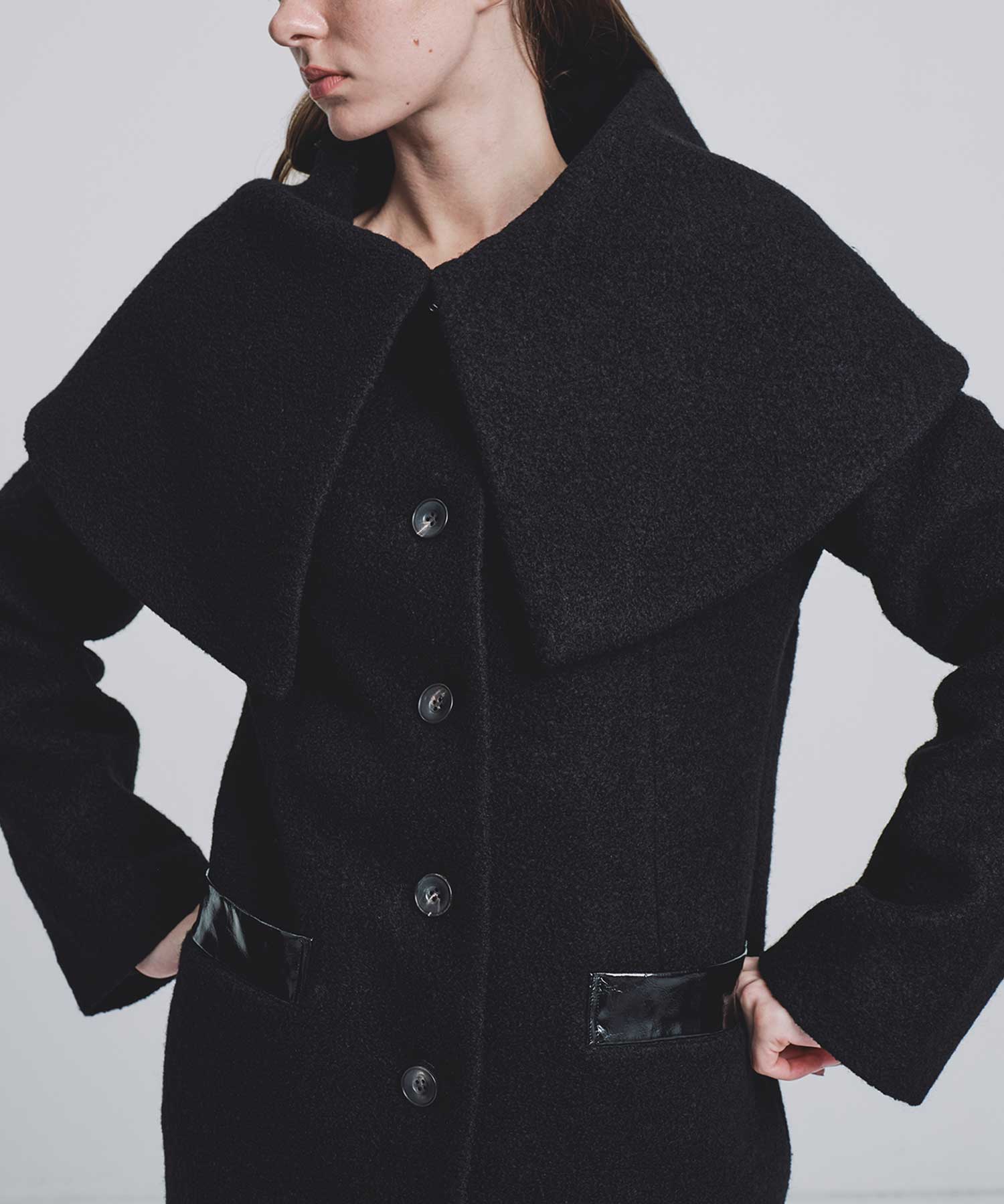 Boucle wool cape coat FETICO