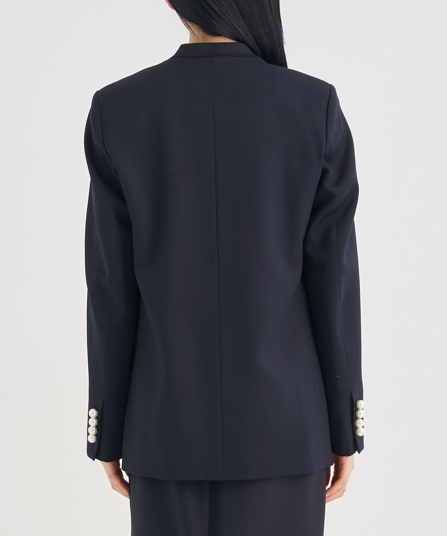 BLACK FORMAL NO COLLAR JACKET CINOH